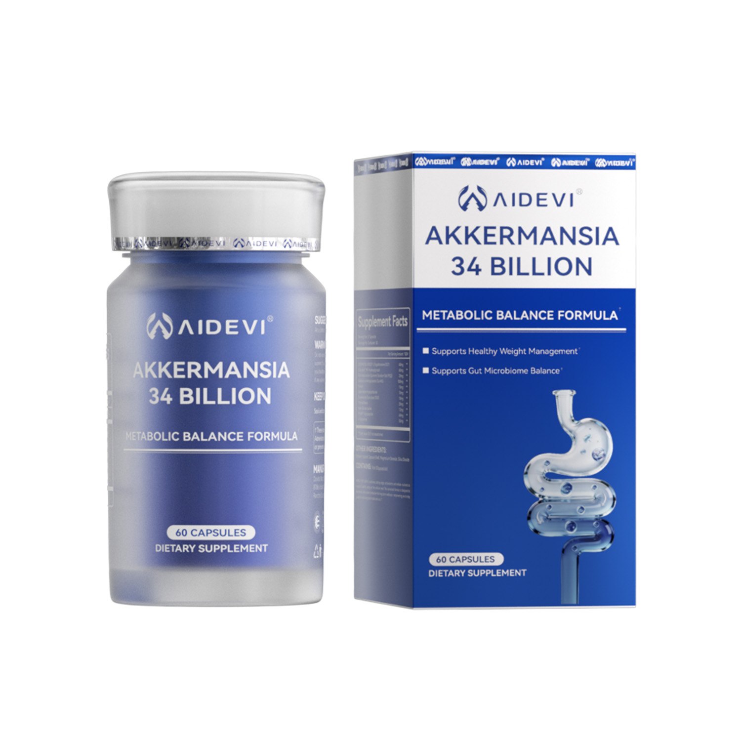 AIDEVI Akkermansia 34 Billion | Advanced Gut Microbiome Formula