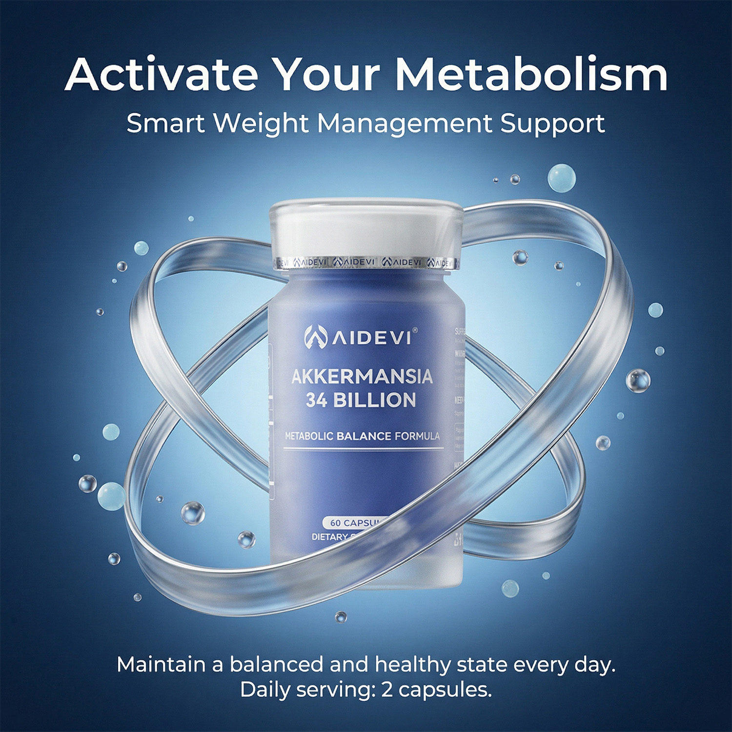 AIDEVI Akkermansia 34 Billion | Advanced Gut Microbiome Formula