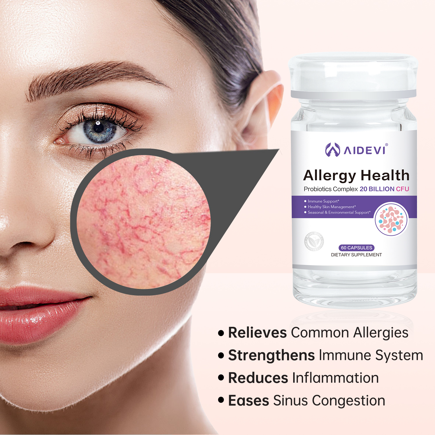 AIDEVI Probiotics Complex Supplement 20 Billion CFU For Women's Weight Loss Allergy Health -AIDEVI