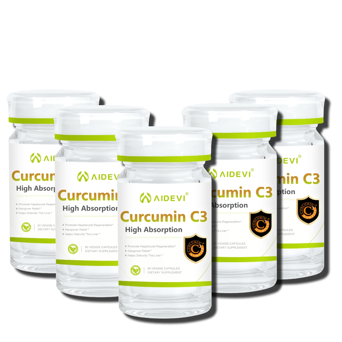 AIDEVI Curcumin C3 (Set of 3) High Absorption 60 Casuples Relieve Hangover Made In USA
