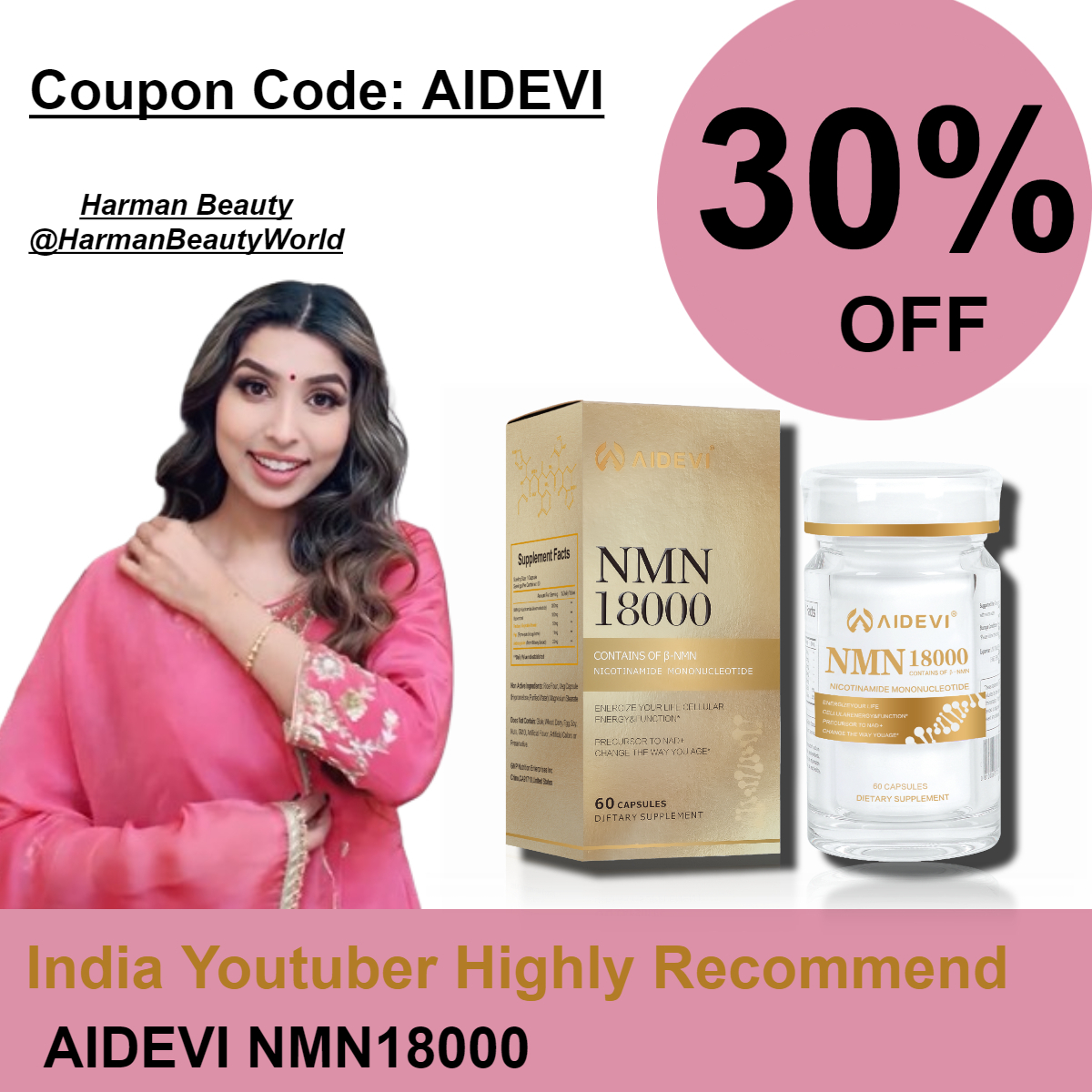 AIDEVI NMN18000 Brain Health Nicotinamide Mononucletide Nmn Benefits 300MG PQQ Resveratrol Antioxidant and Anti-inflammatory American Brand
