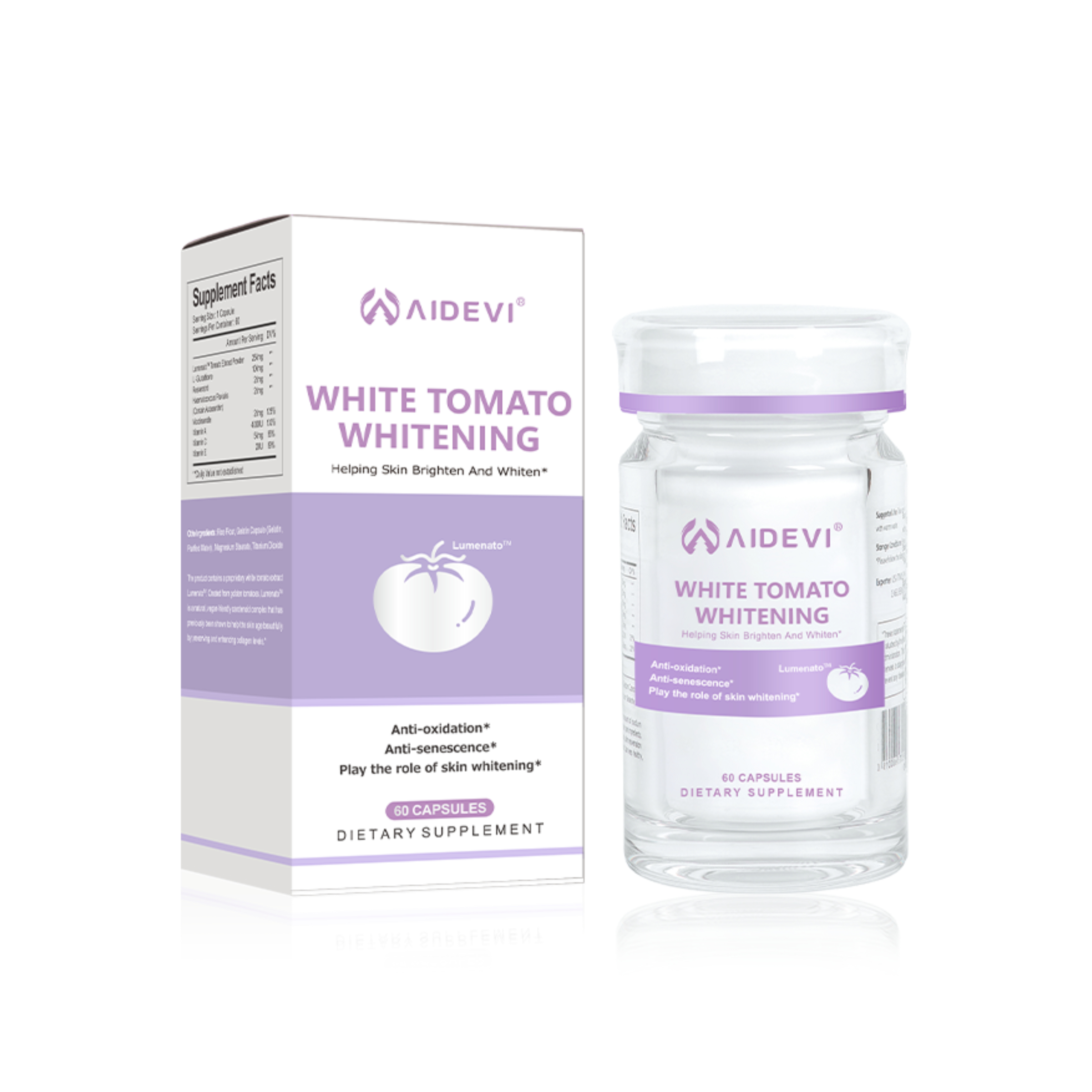 AIDEVI White Tomato Whitening Capsules Antioxidant Anti-aging Supplement  MADE IN USA