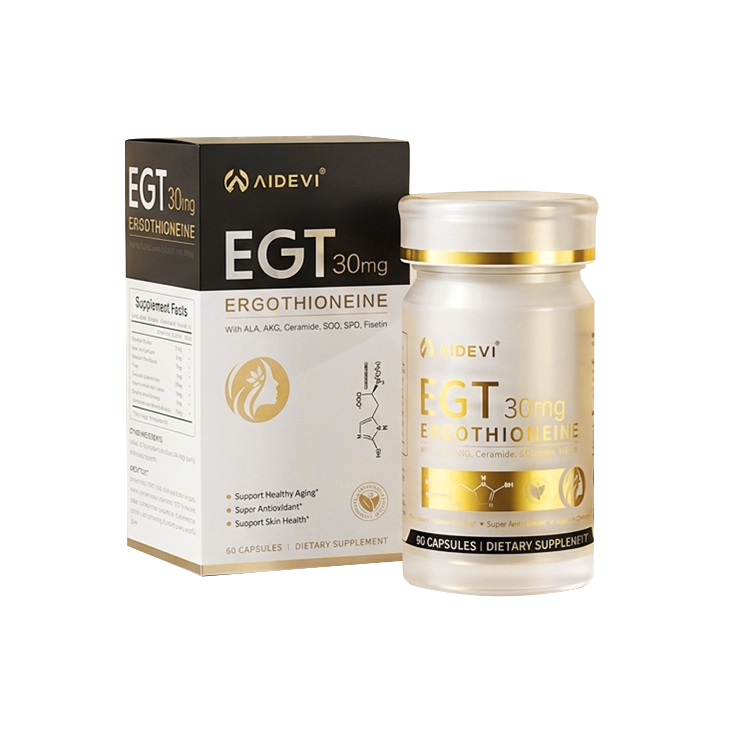 AIDEVI EGT 30mg | Ergothioneine Supplement for Radiant Skin & Vitality