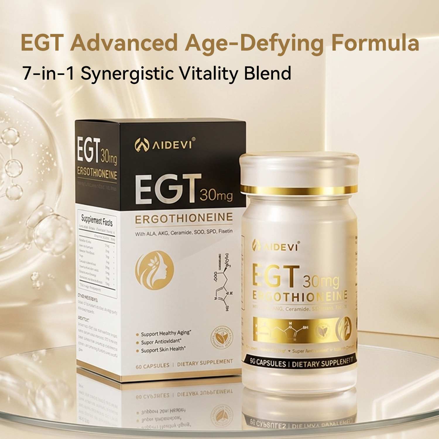 AIDEVI EGT 30mg | Ergothioneine Supplement for Radiant Skin & Vitality