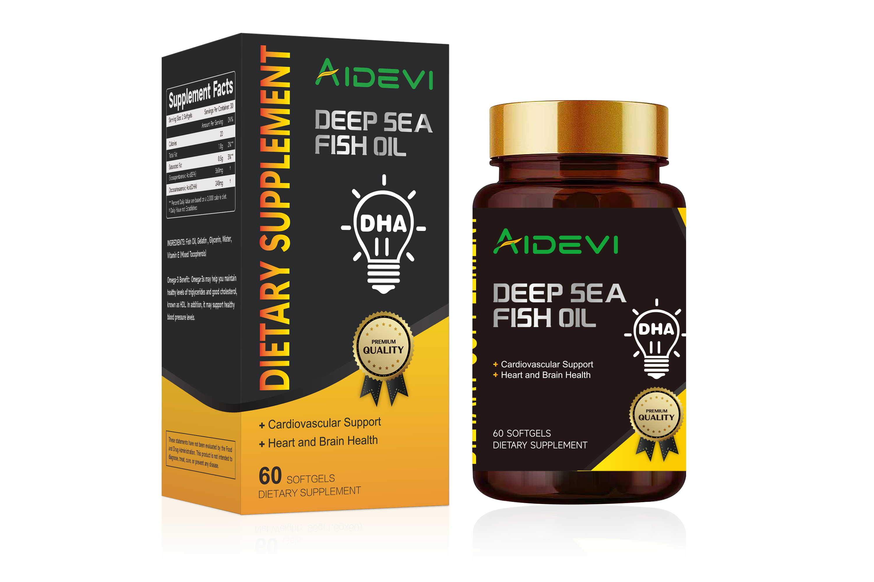 AIDEVI Deep Sea Fish Oil DHA EPA OMEGA-3 60 Softgel -AIDEVI