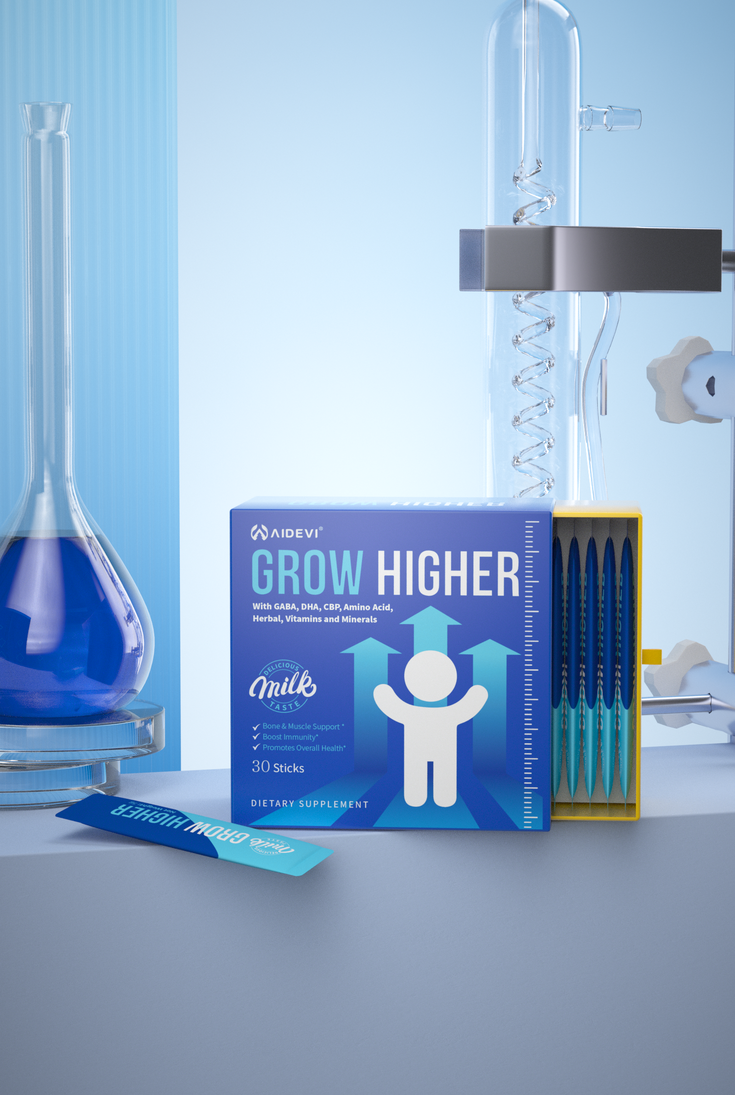 Height Growth Higher Taller 30 Sticks Bone & Joint Health For Kids Daily -AIDEVI
