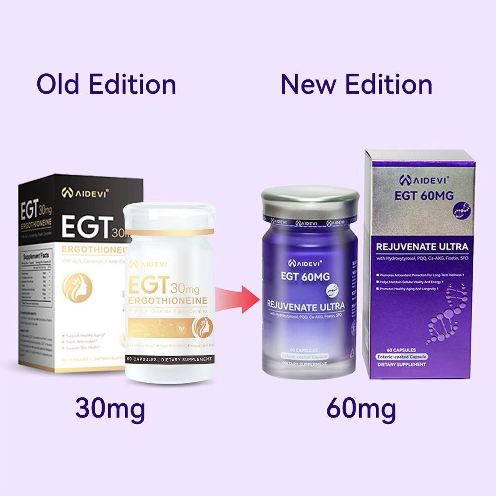 AIDEVI Ergothioneine EGT Supplement 60 Caps 30mg - Ultimate Antioxidant for Cellular Protection and Longevity