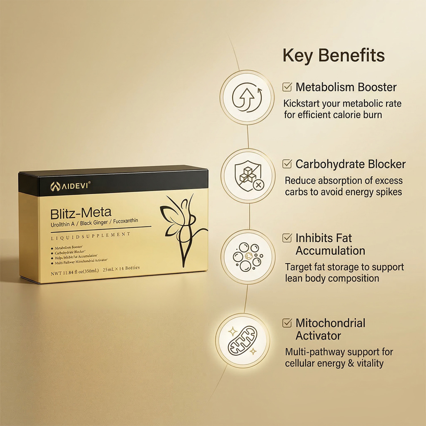 AIDEVI Blitz-Meta | Metabolism Booster & Urolithin A Liquid