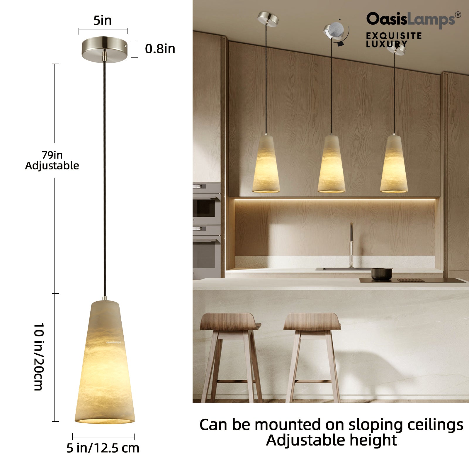 Capus Conical Alabaster Pendant#color_nickel