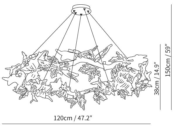 Maple Leaf Brass Chandelier