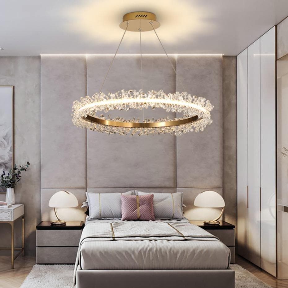 Ring Crystal Golden Round Chandelier