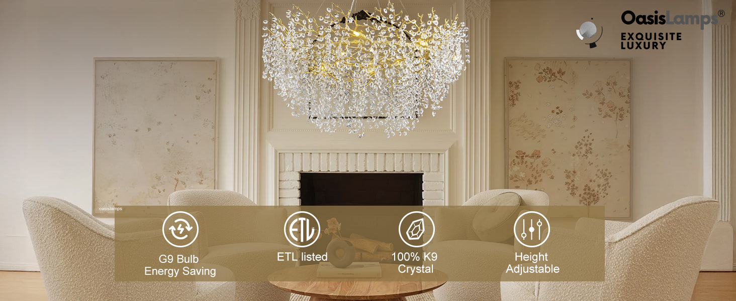 Lustre Branches Halo Chandelier 48"#Color_Gold