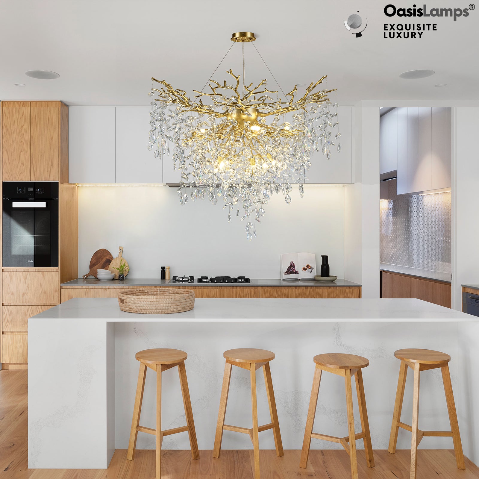 Frostleaf Grand Cascade Branches Chandelier 21'' 24" 32" 40"D#finish_brass,size_40"