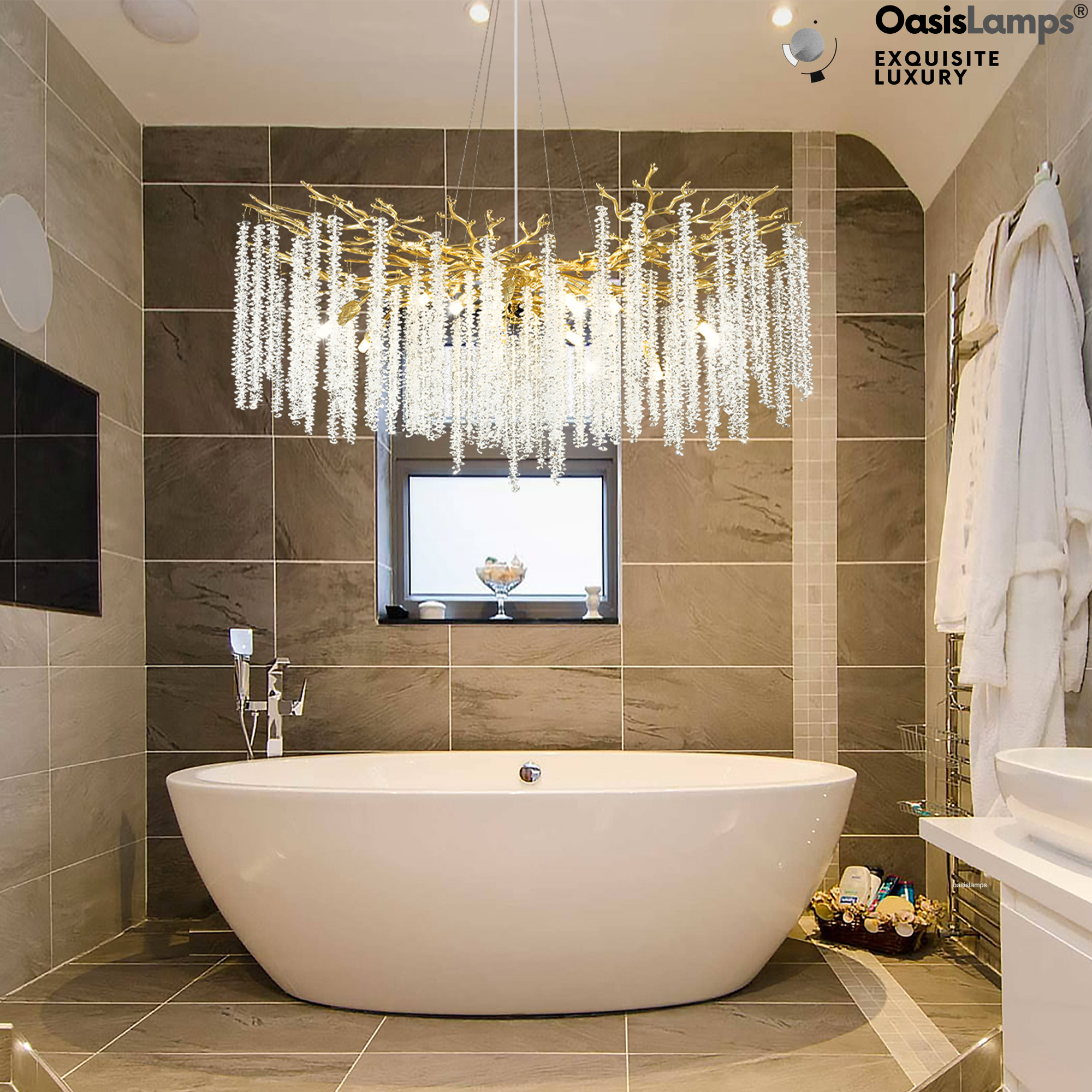 Snow Tree Branch Crystal Chandelier 30" 40"D#color_brass,size_40"