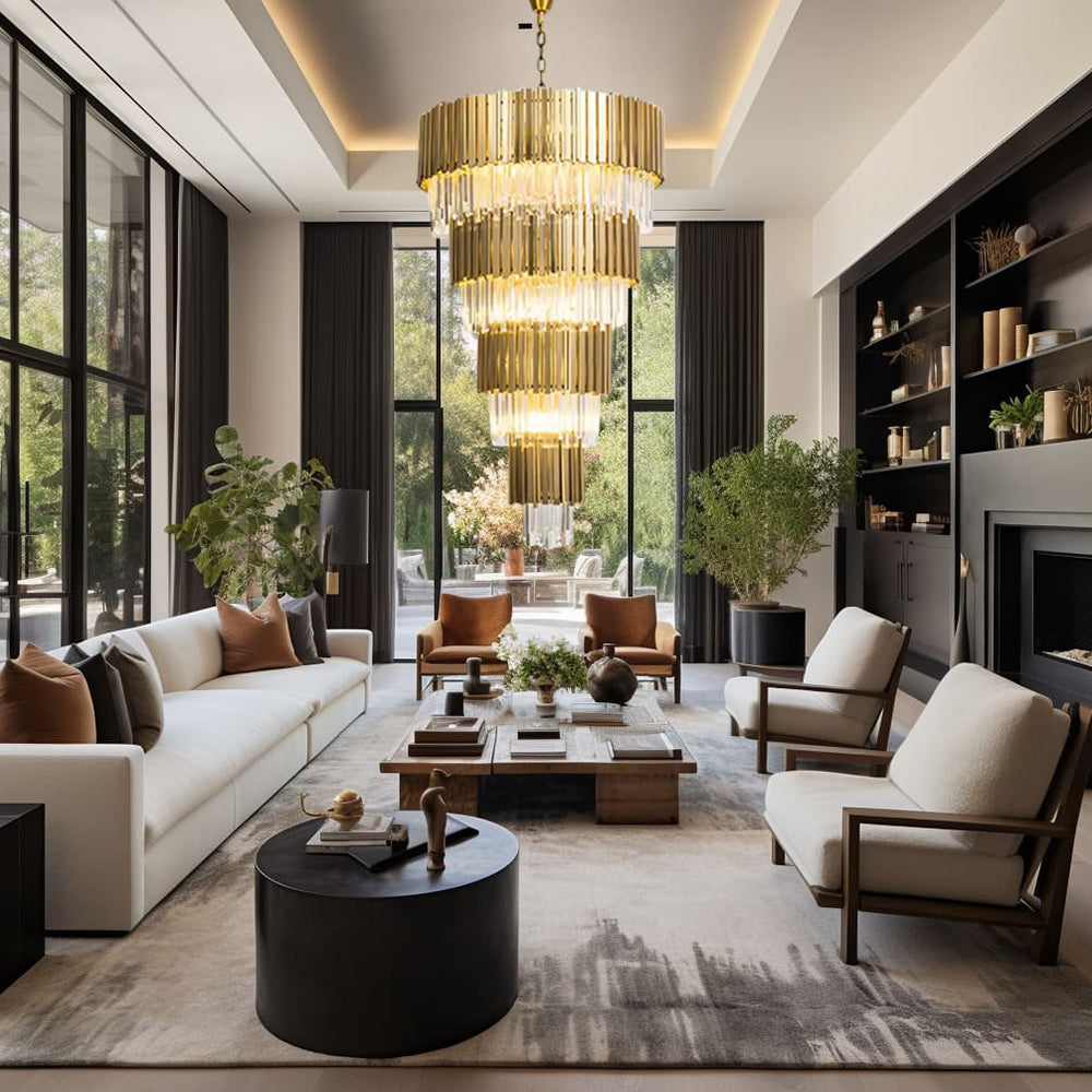 Golden Pisa Crystal Chandelier 70'' 78''H