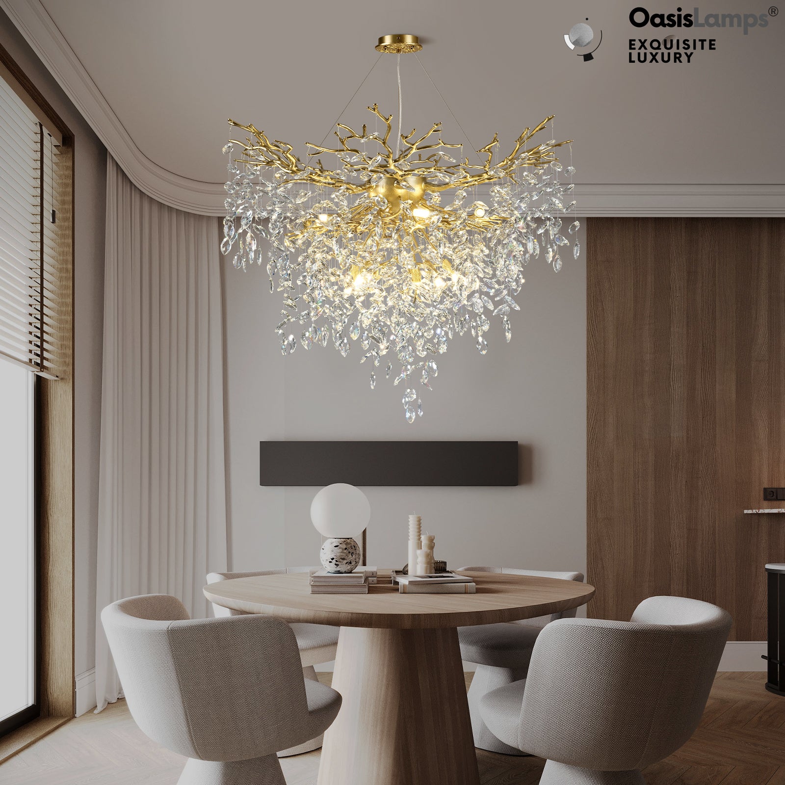 Frostleaf Grand Cascade Branches Chandelier 21'' 24" 32" 40"D#finish_brass,size_40"