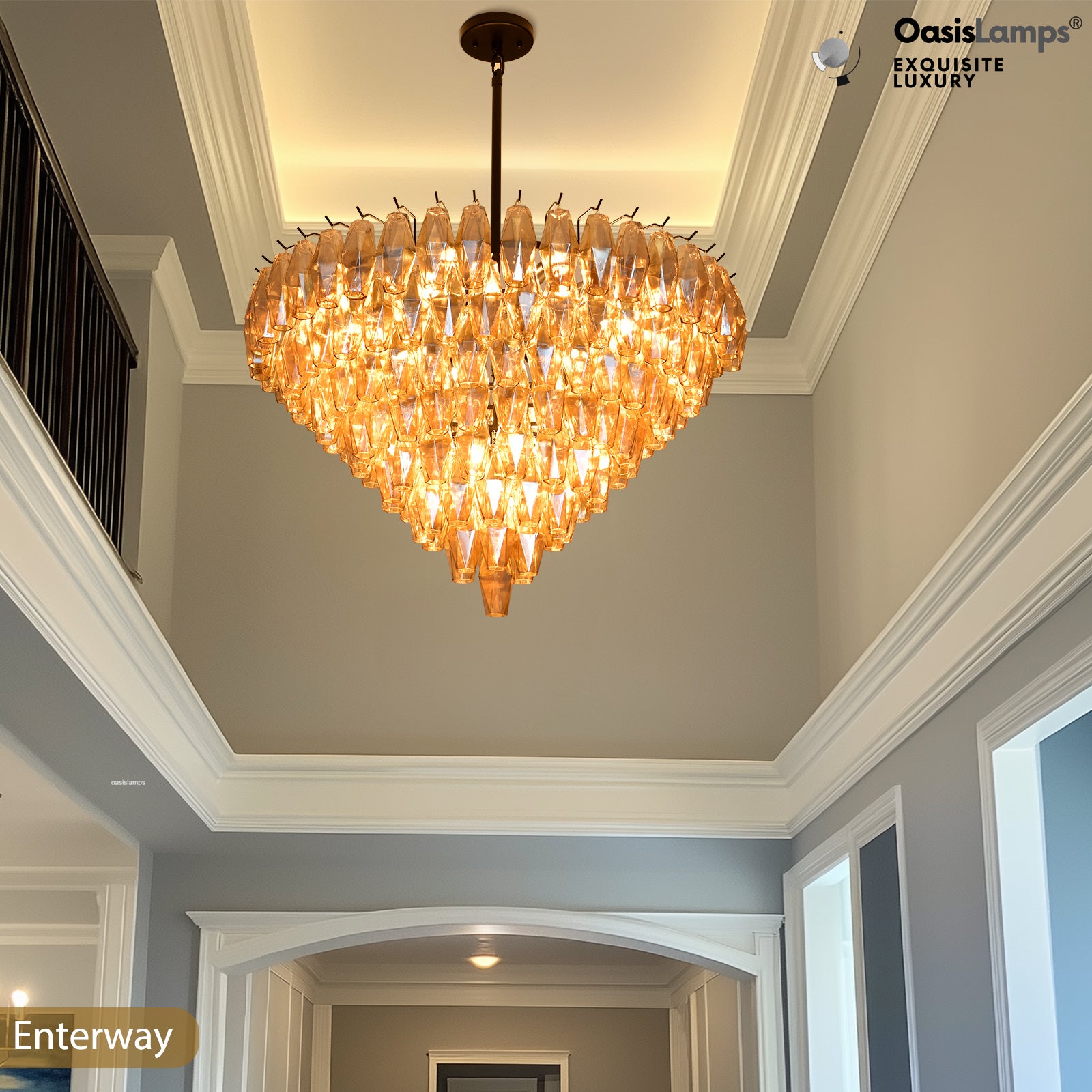 Celestial Drop Crystal Glass Chandelier 36"#color_black