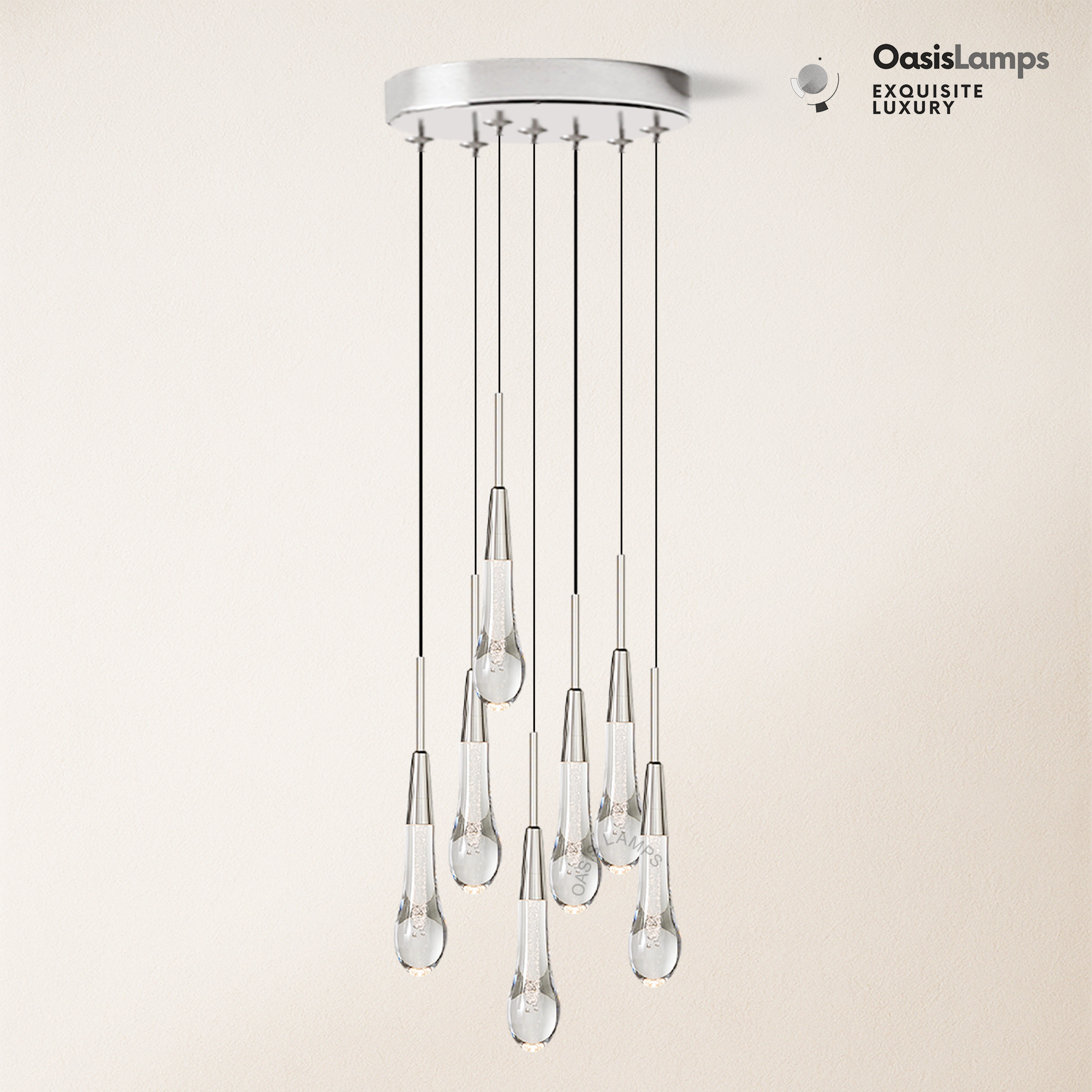 Elara Solitaires Round Crystal Pendant-3 lights 5 lights 7 lights#color_nickel,size_7 lights