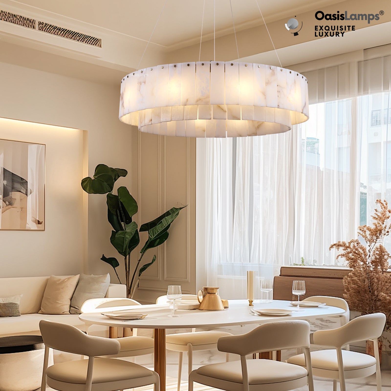 Sawyer Alabaster Round Chandelier 31.5''