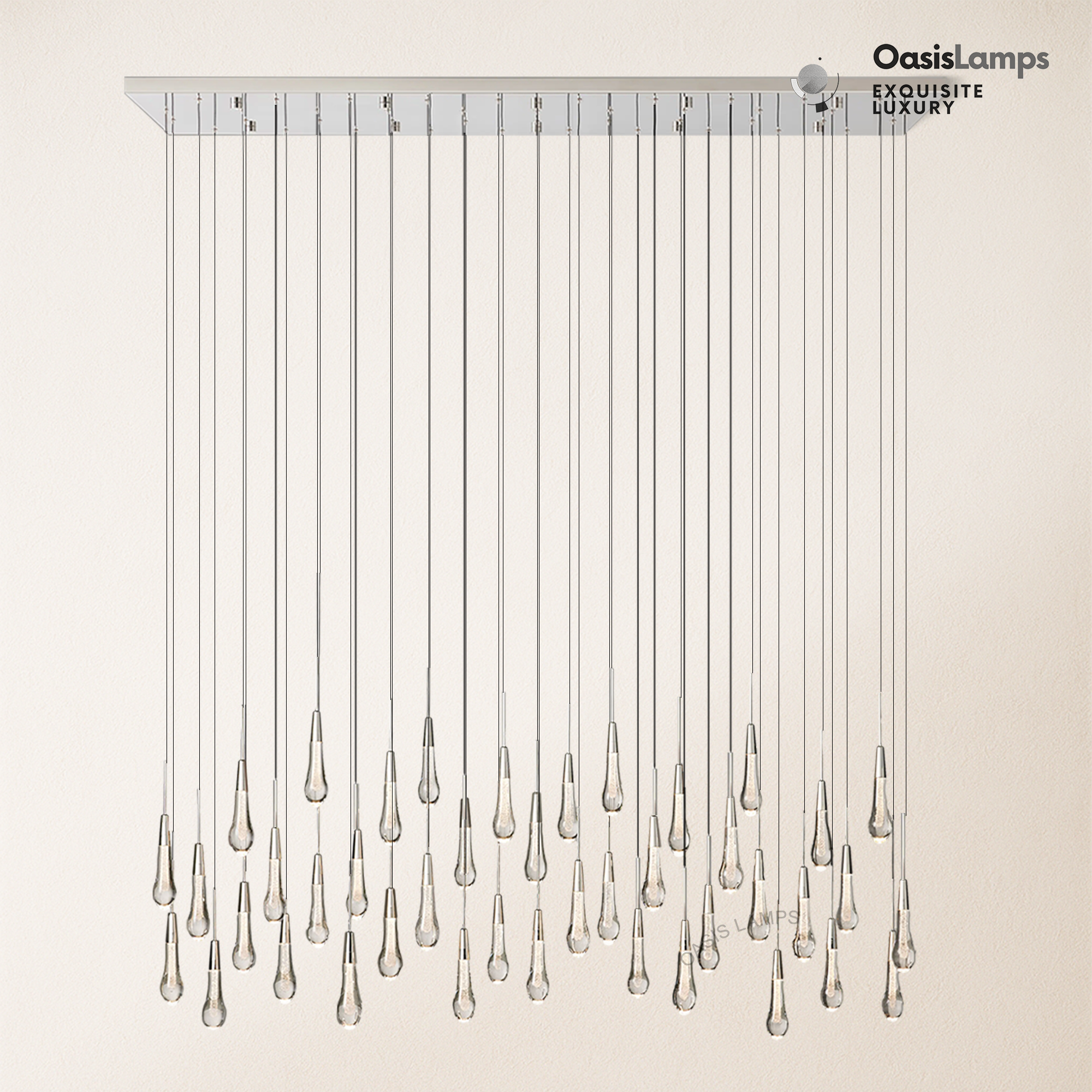 Elara Solitaires Linear Crystal Chandelier 37'' 50'' 70'' 87" 120"W#color_nickel,size_70"-42lights