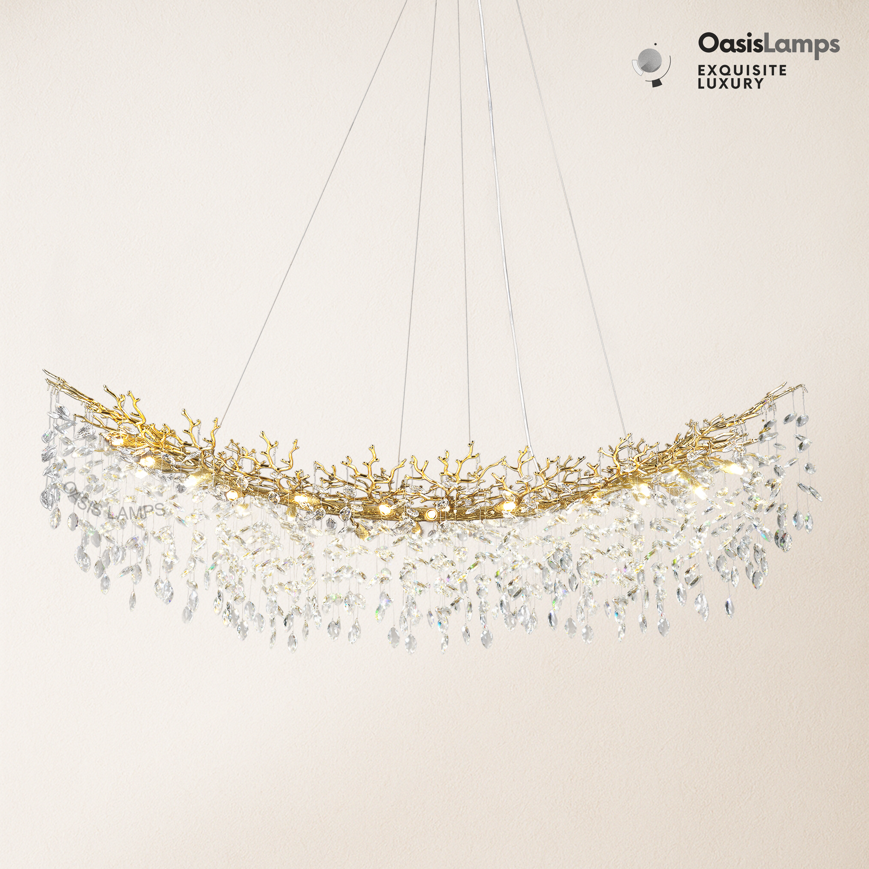 Frostleaf Cascade Tree Branch Linear Chandelier for All Rooms 55" 72"#Color_Brass,Size_L-72inches