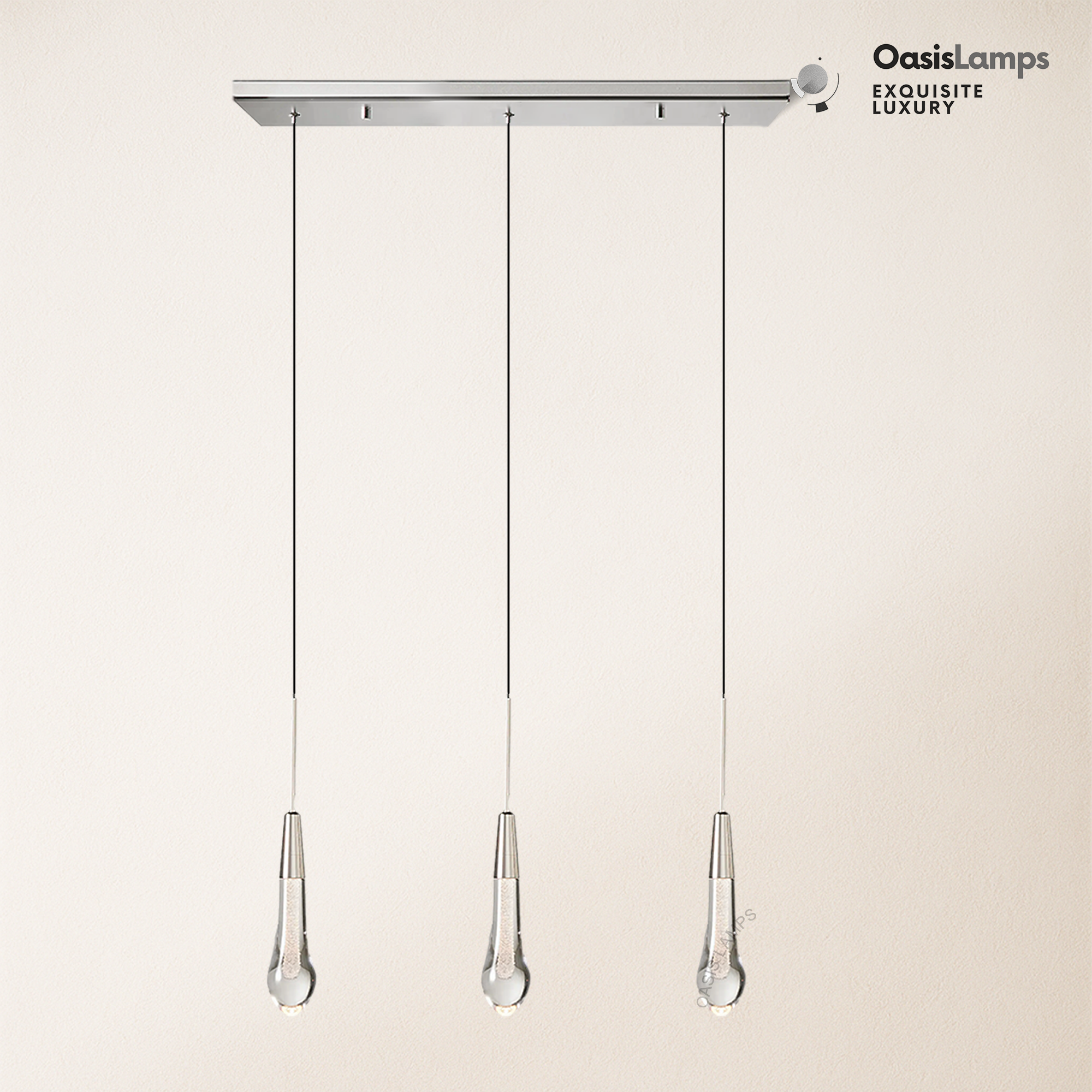 Elara Solitaires Linear Crystal Chandelier 22'' 35''W#color_nickel,size_22"-3 lights