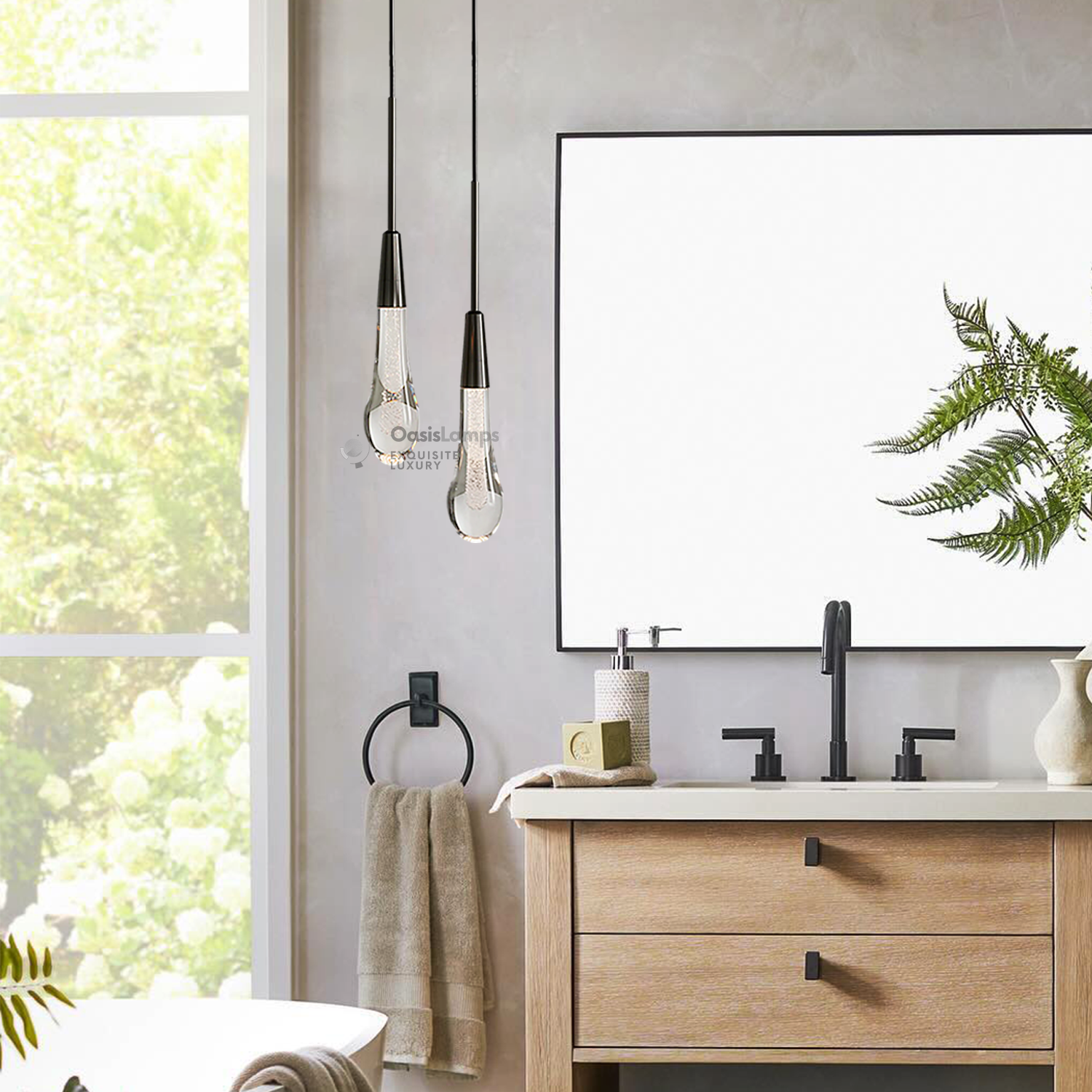 Elara Solitaires Crystal Pendant 2'' 1 light 2 lights#color_bronze,size_2 lights