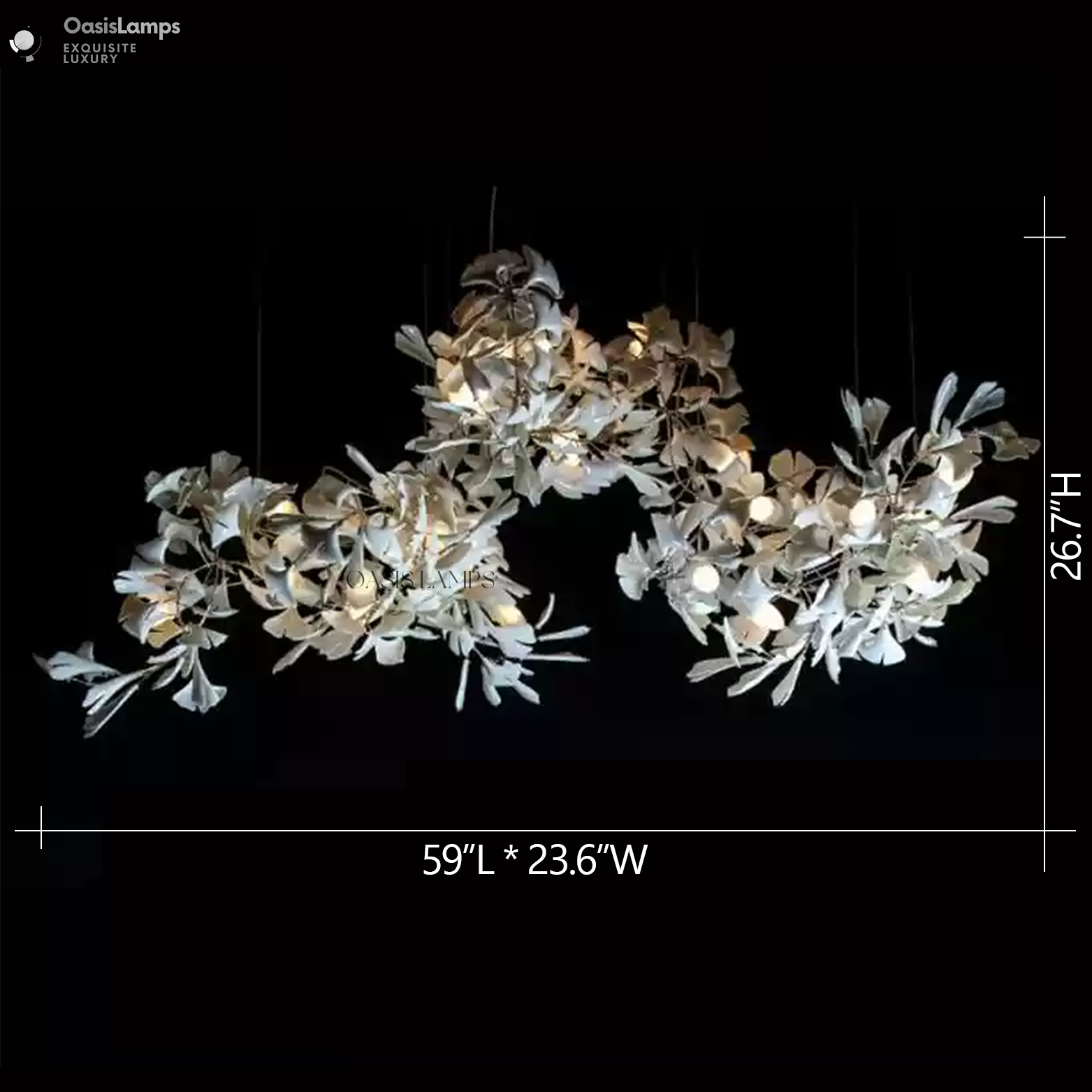 Ceramic Ginkgo Luxury Bloomwave Length Chandelier L59" L108" L118" L130"#size_L59" * W23.6" * H26.7"