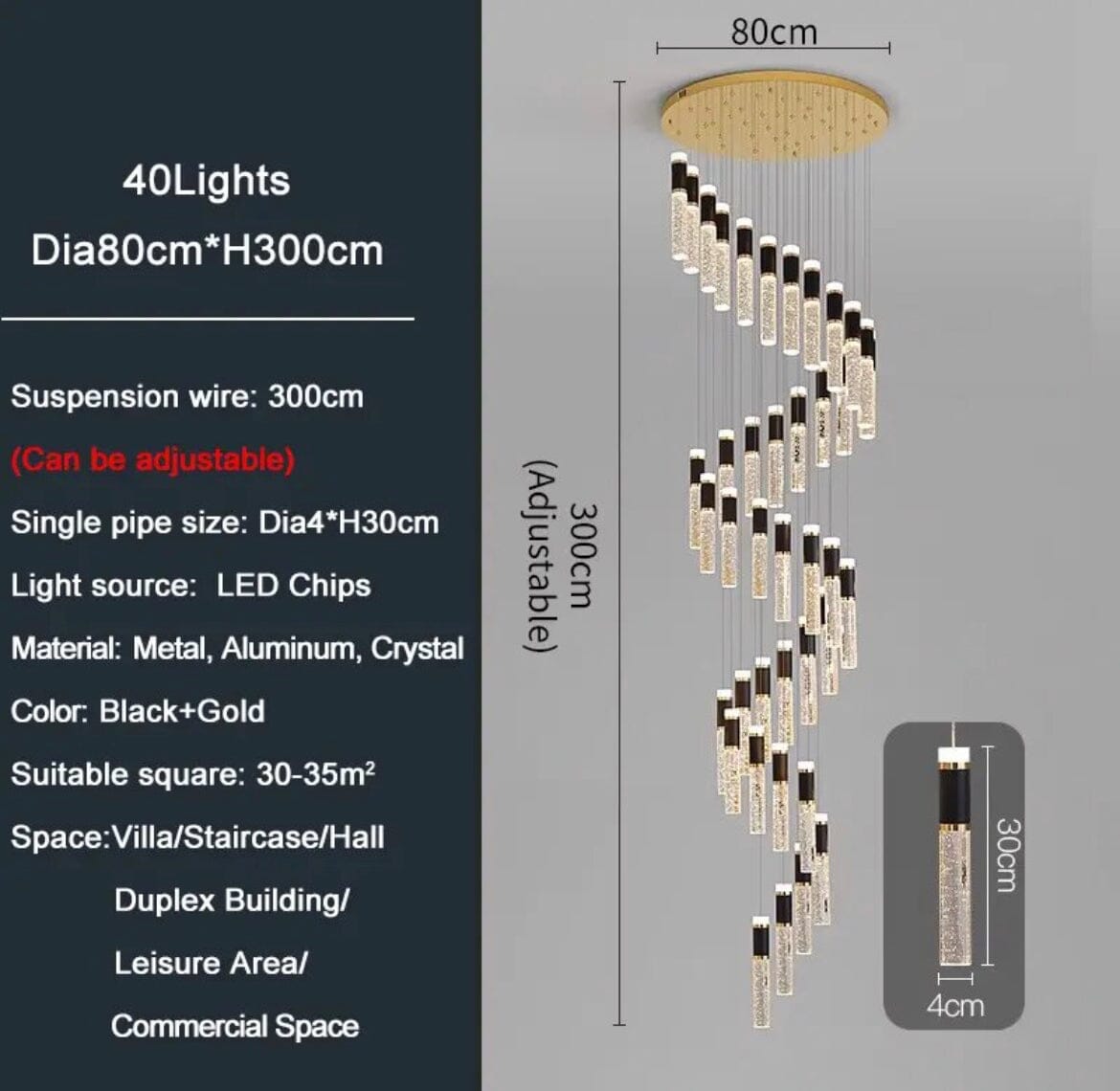 Cassandra Foyer & Stairecase Chandelier 23" 31" D