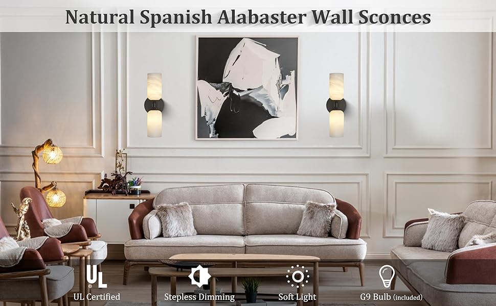 Round Alabaster Wall Sconces