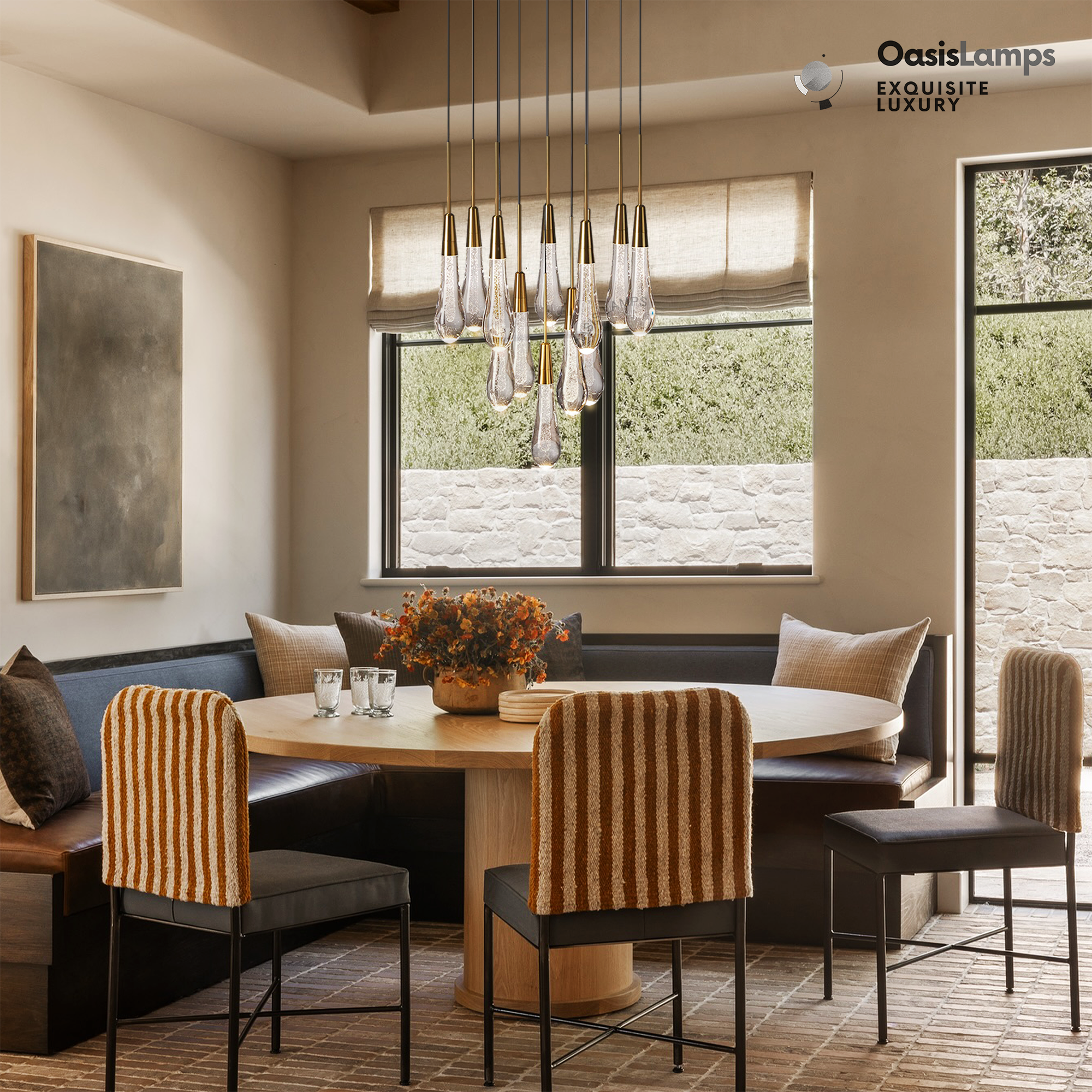 Elara Solitaires Round Crystal Chandelier 17'' 24'' 36'' 40'' 58''D#color_brass,size_17"-12 lights