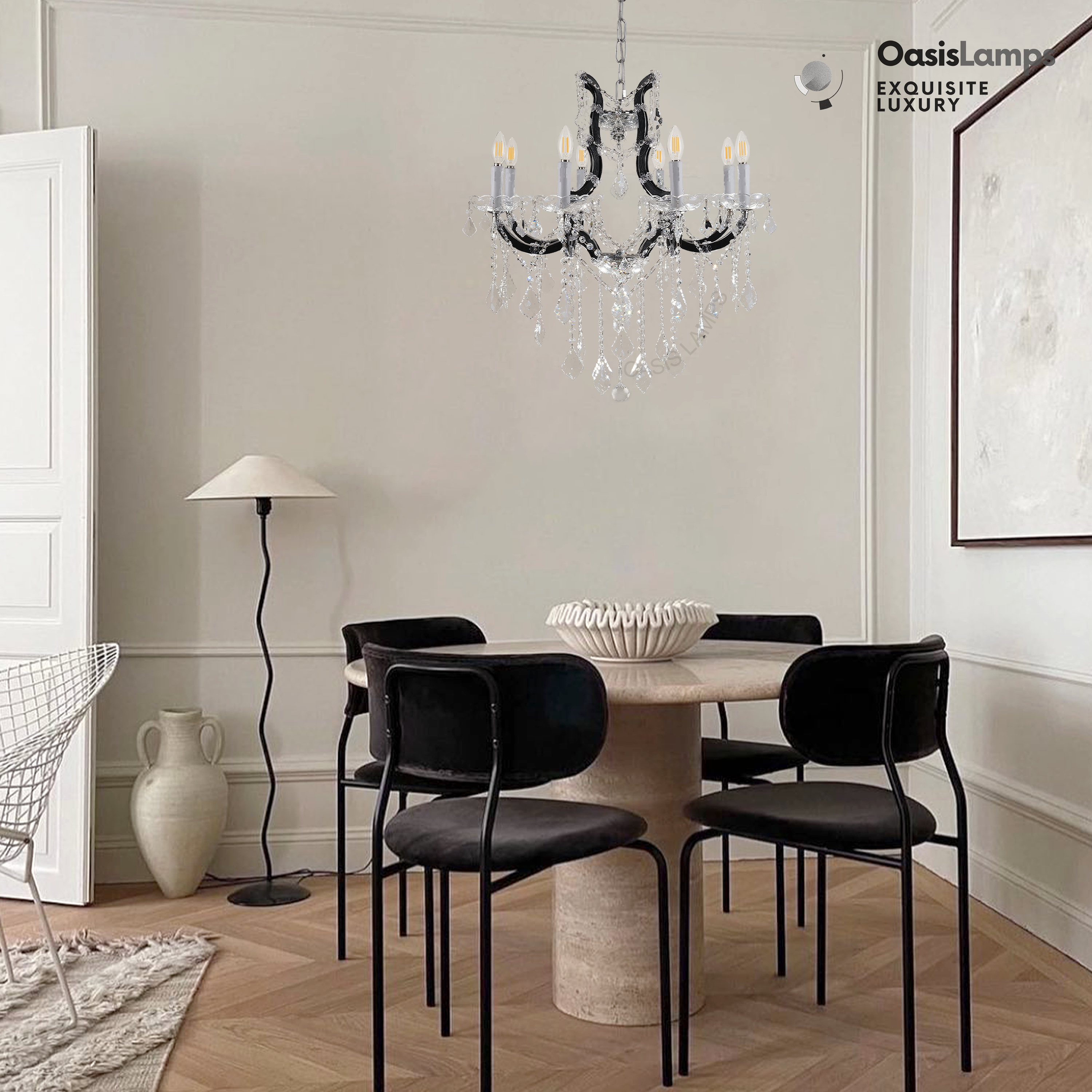 Crystal Candle Classical Chandelier 18" 40" 48"D#Size_18"