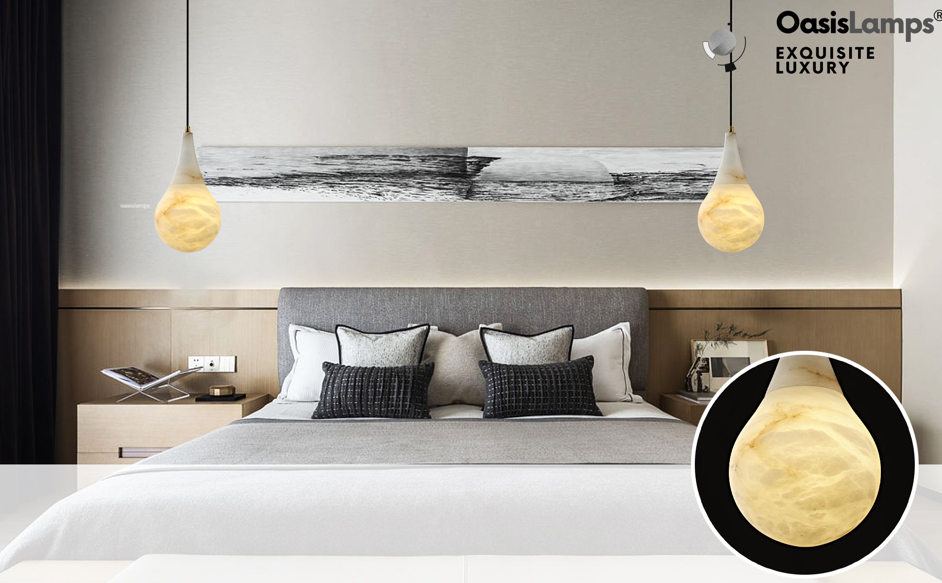 Ares Alabaster Modern Pendant 6" 7.1" D#color_brass