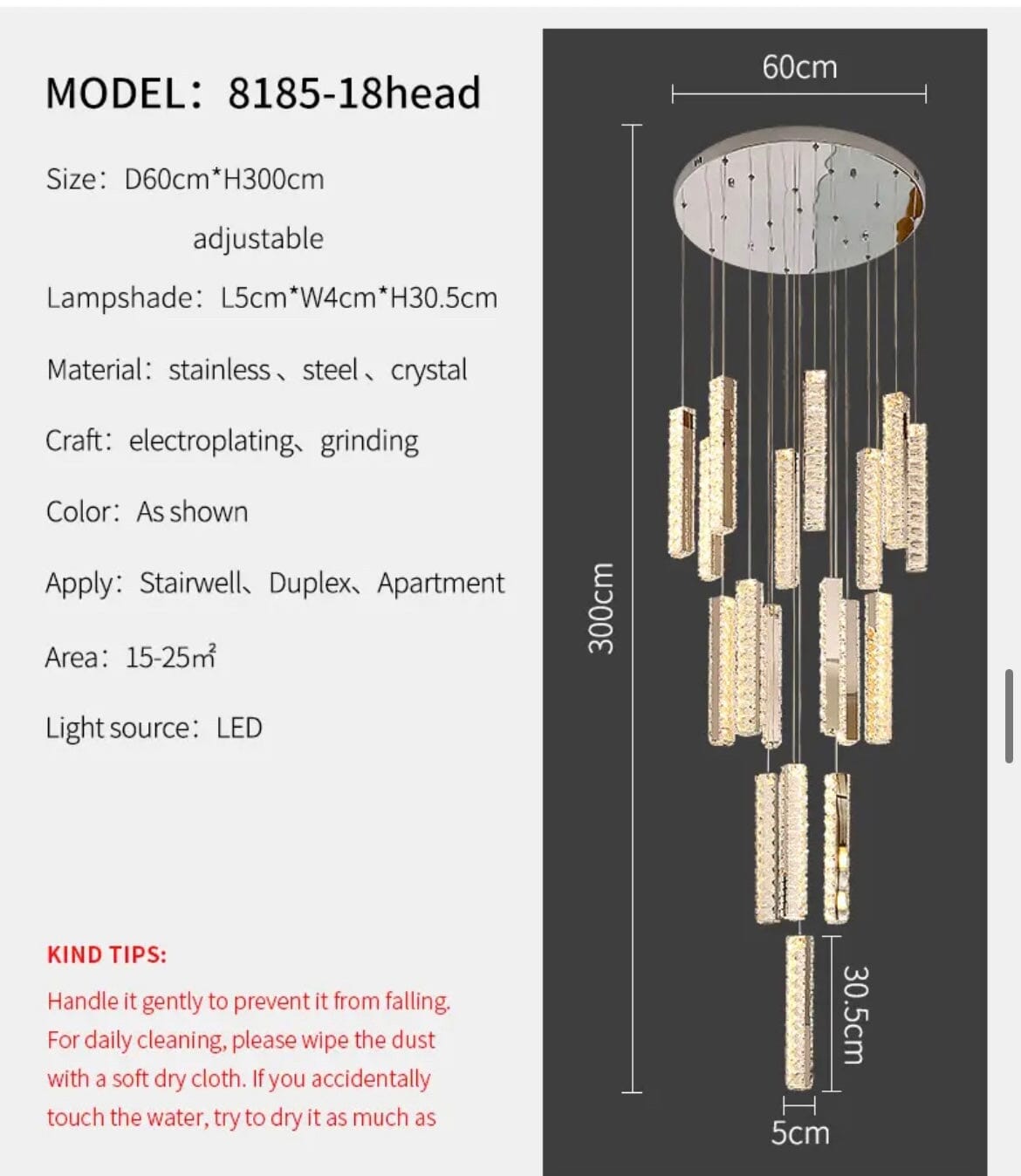 Angelica Foyer & Staircase Chandelier 19" 23" D