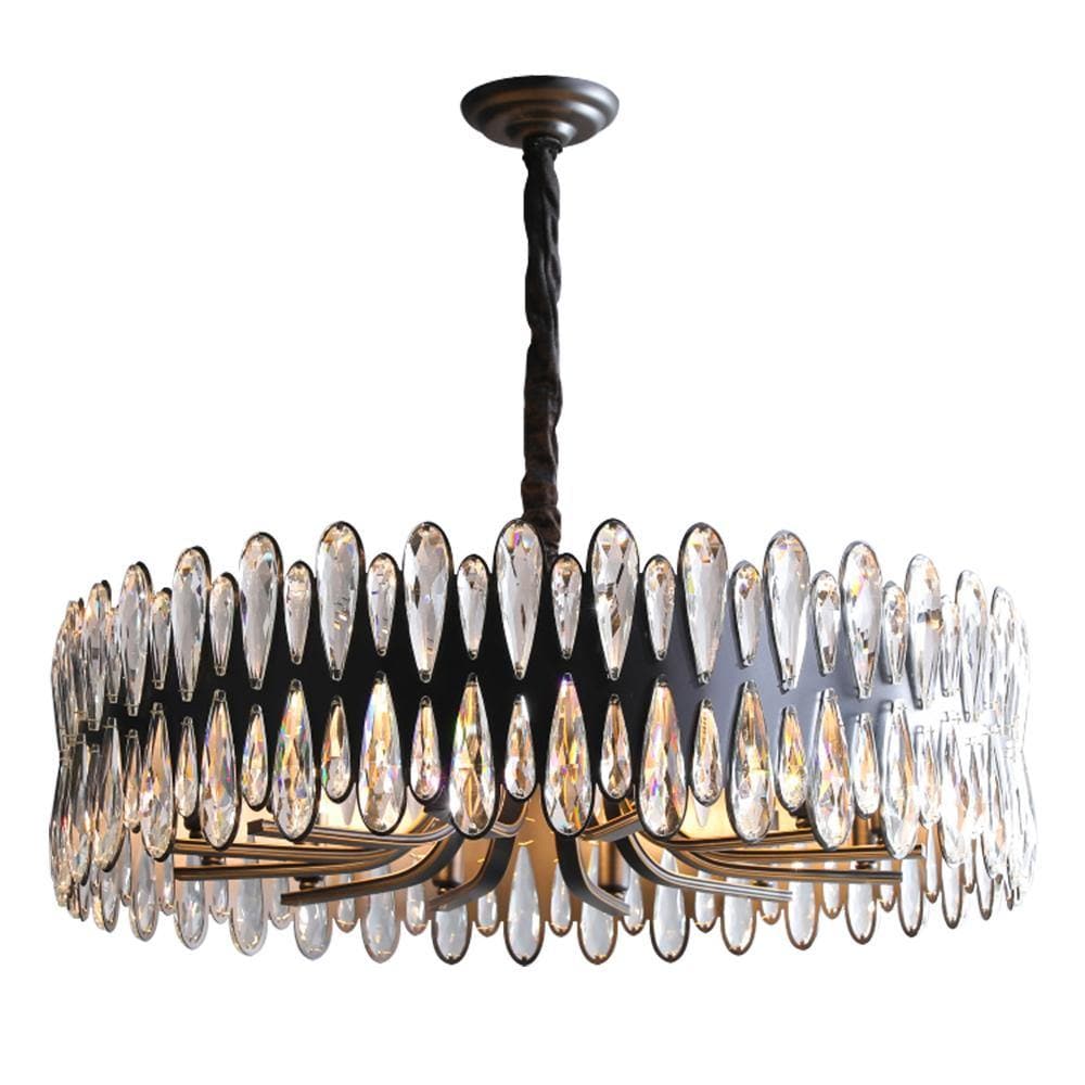 Black Modern Crystal Round Chandelier D 32"