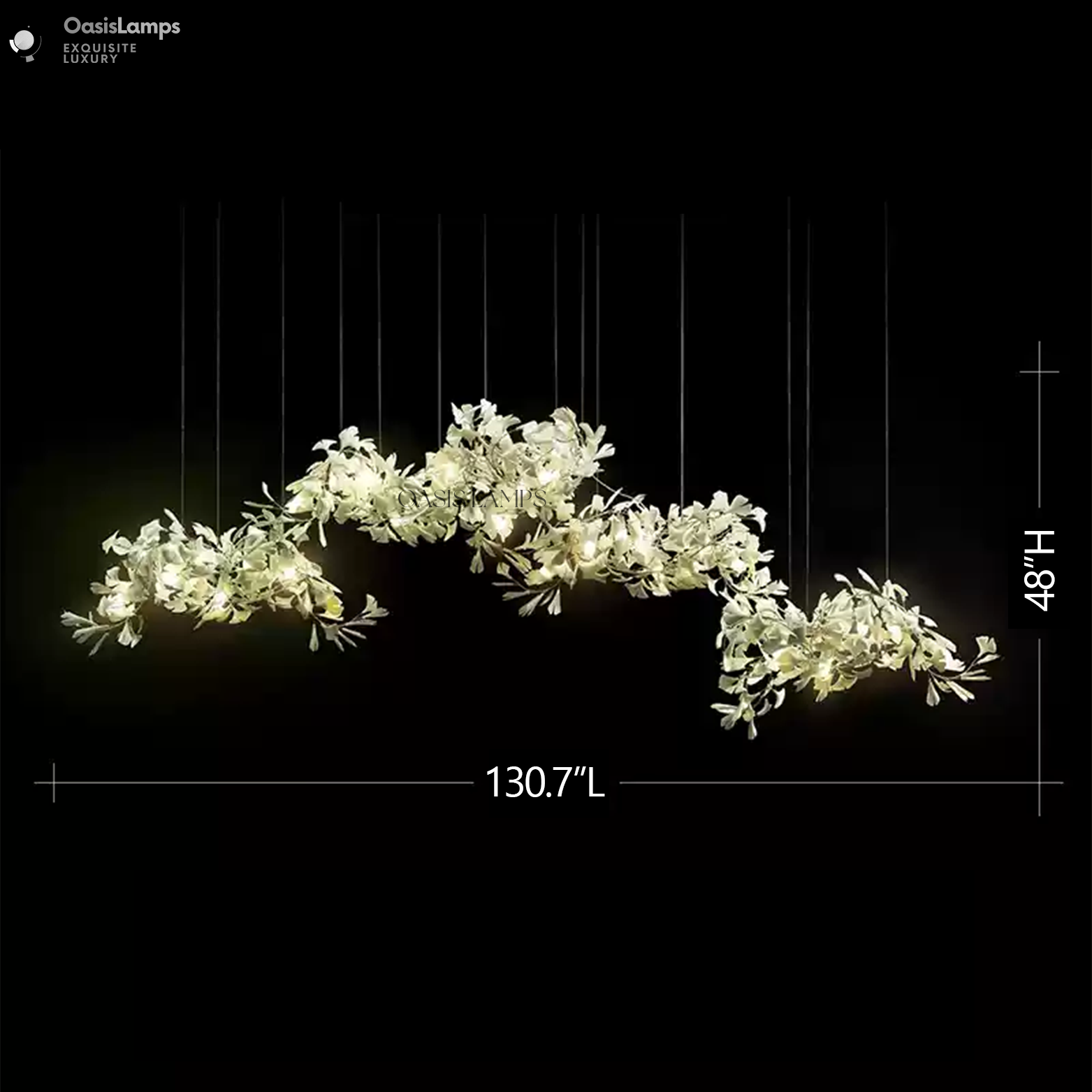 Ceramic Ginkgo Luxury Bloomwave Length Chandelier L59" L108" L118" L130"#size_L130.7" * H48"
