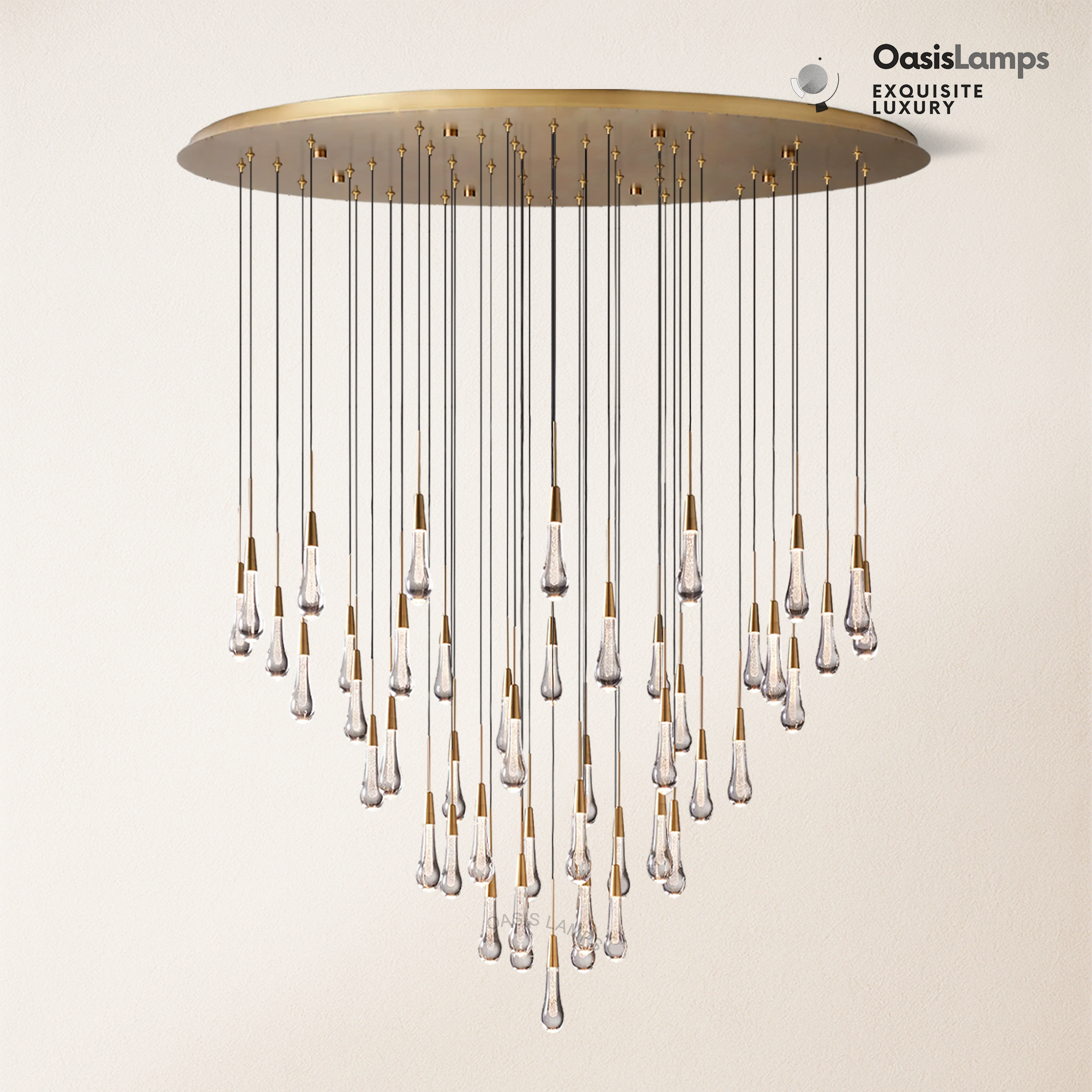 Elara Solitaires Round Crystal Chandelier 17'' 24'' 36'' 40'' 58''D#color_brass,size_58"-47 lights