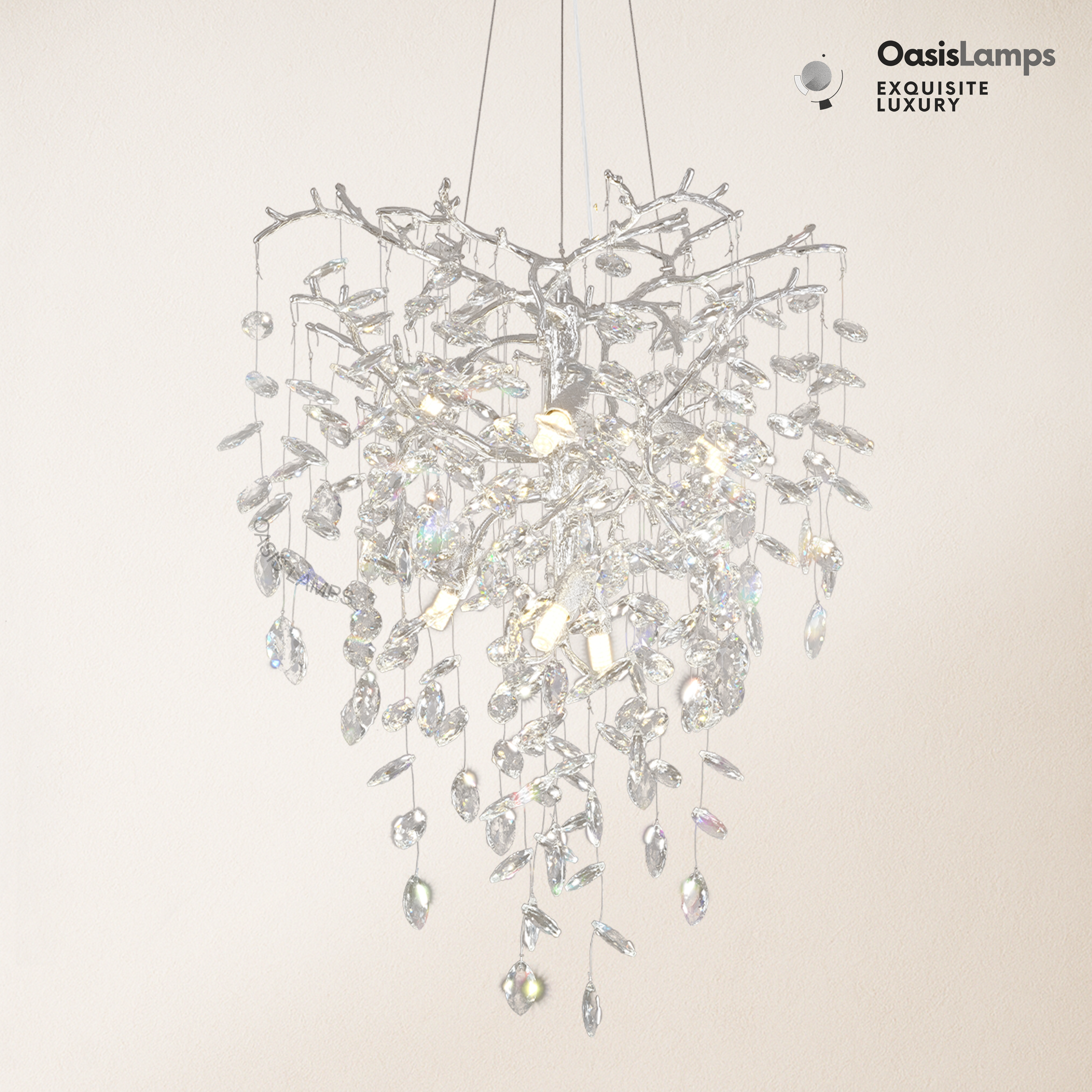 Frostleaf Grand Cascade Branches Chandelier 21'' 24" 32" 40"D#finish_silver,size_21"