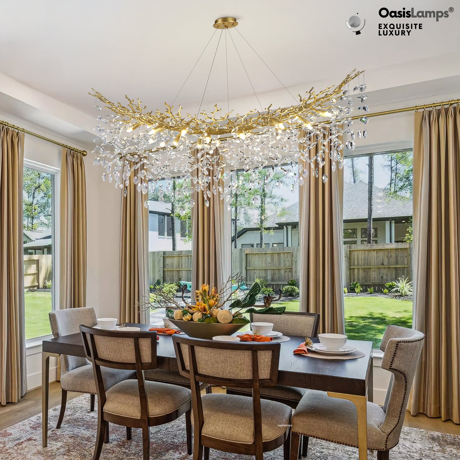 Frostleaf Cascade Tree Branch Linear Chandelier for All Rooms 55" 72"#Color_brass,Size_L-55inches