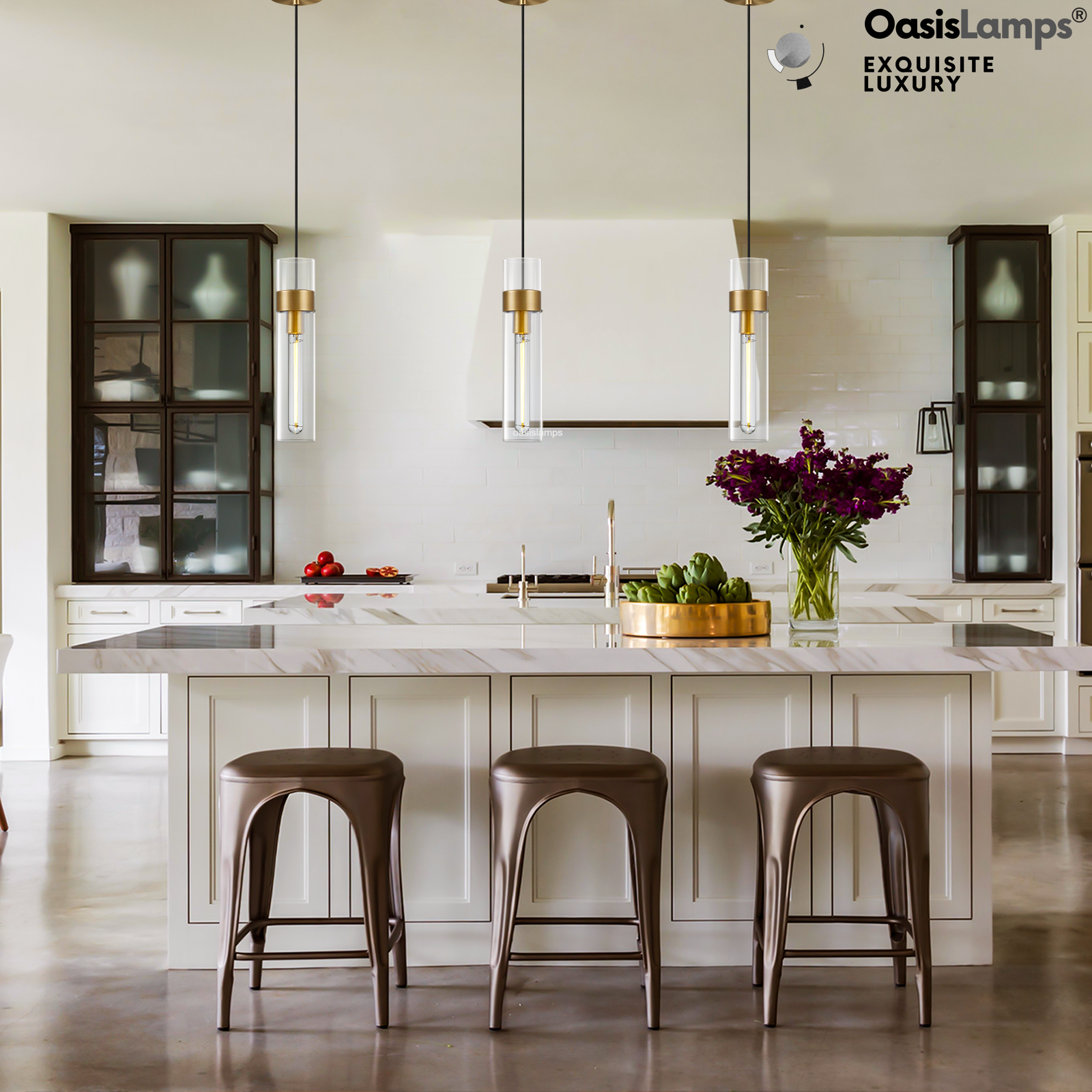 Cylora Glass Tube Pendant#Color_Brass