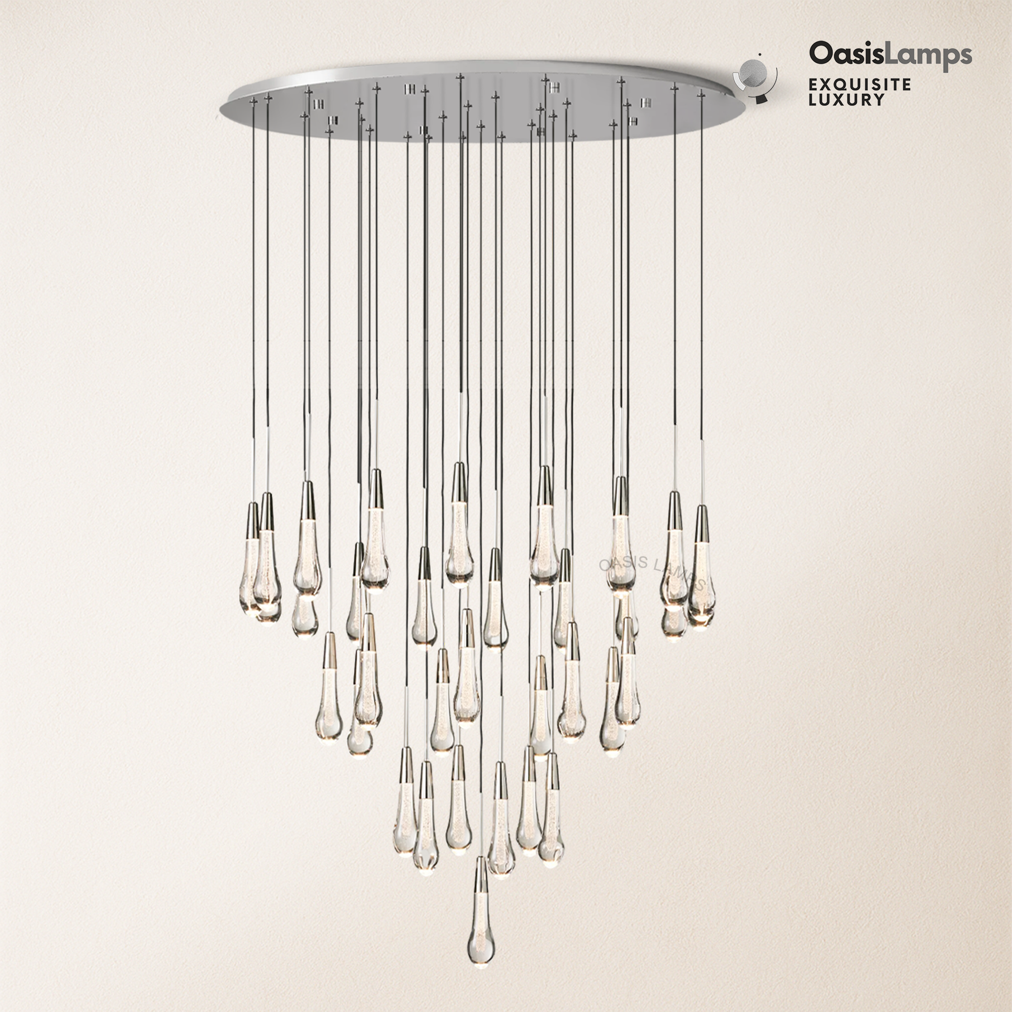 Elara Solitaires Round Crystal Chandelier 17'' 24'' 36'' 40'' 58''D#color_nickel,size_36"-34 lights