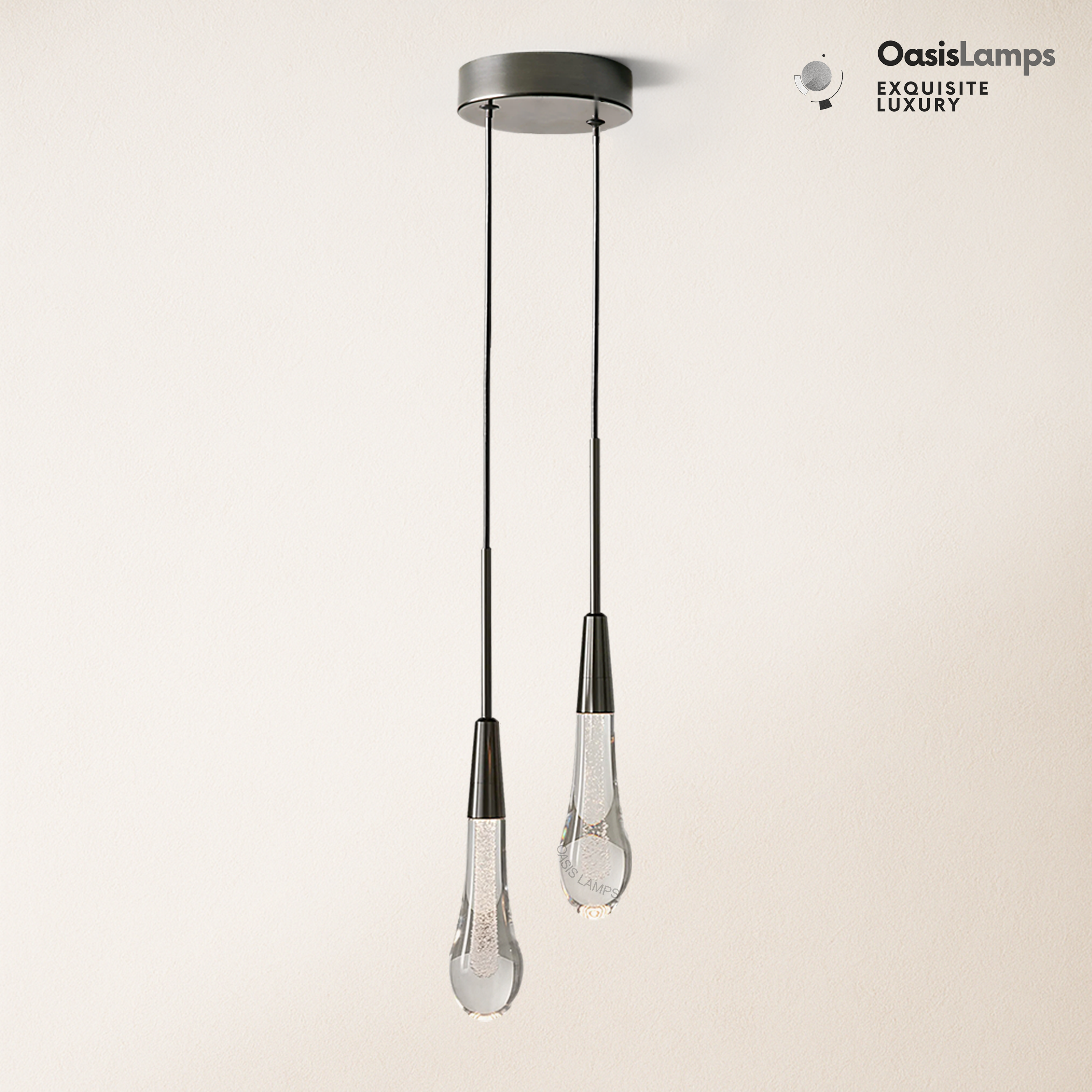 Elara Solitaires Crystal Pendant 2'' 1 light 2 lights#color_bronze,size_2 lights