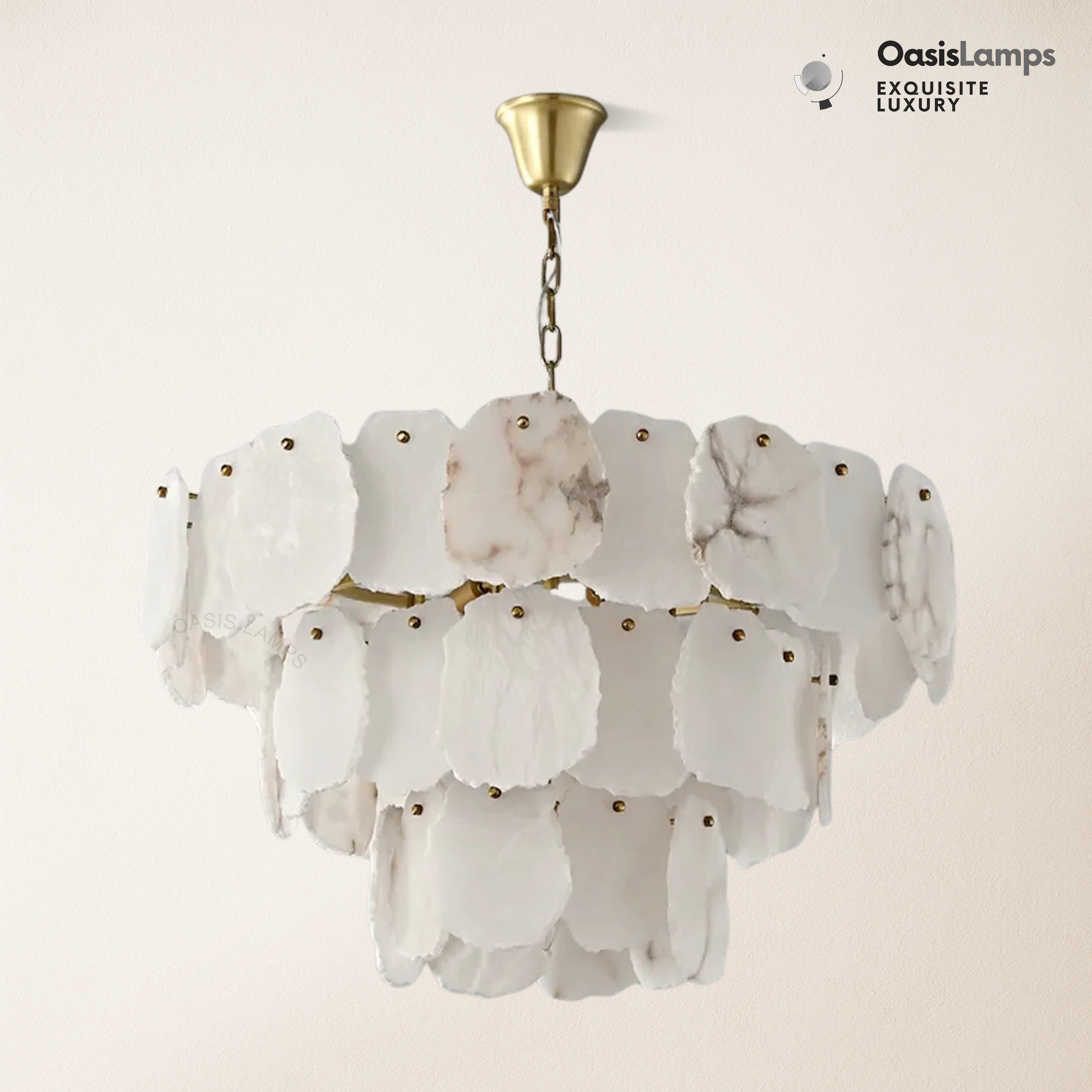Moira Luxury Alabaster Brass Chandelier