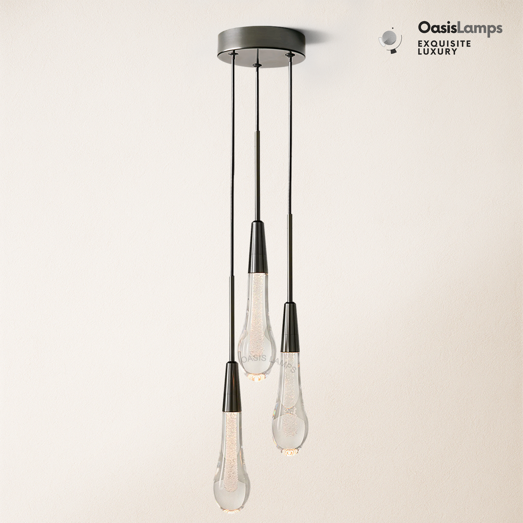 Elara Solitaires Round Crystal Pendant-3 lights 5 lights 7 lights#color_bronze,size_3 lights