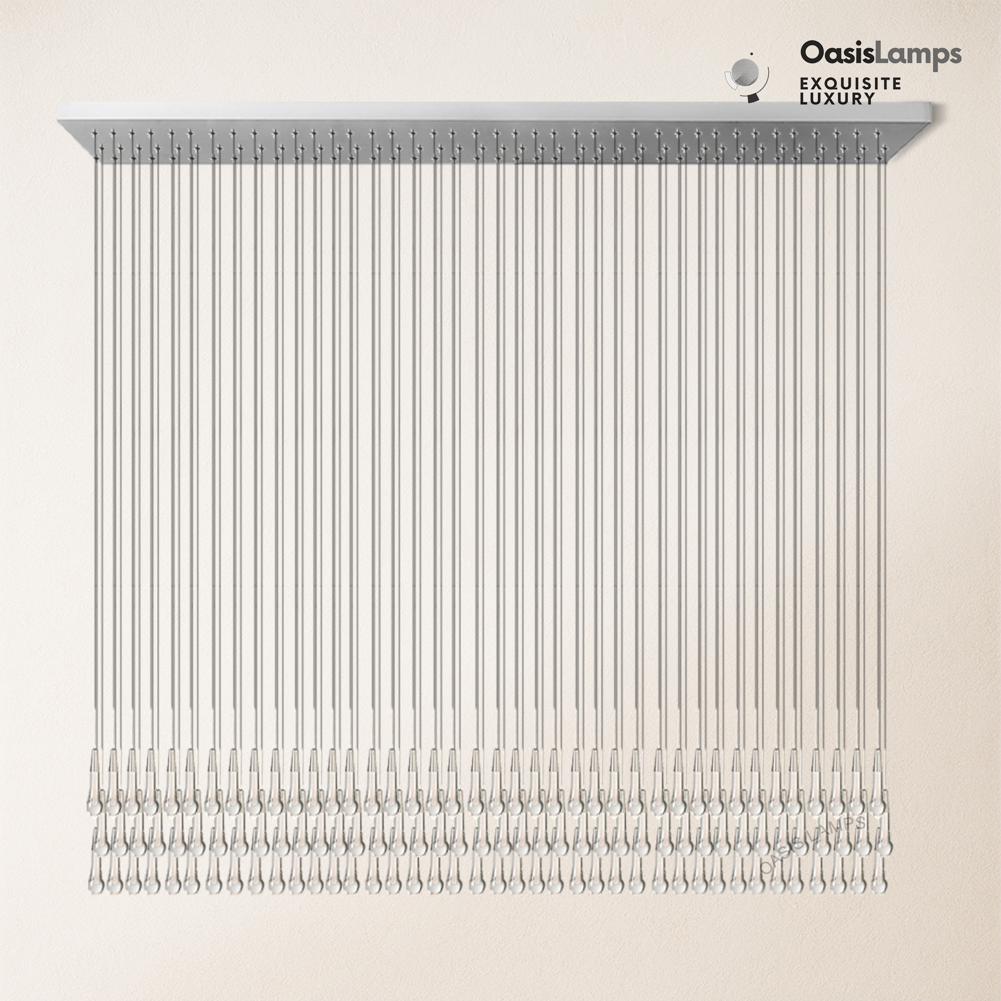 Elara Solitaires Linear Crystal Chandelier 37'' 50'' 70'' 87" 120"W#color_nickel,size_120"-120lights