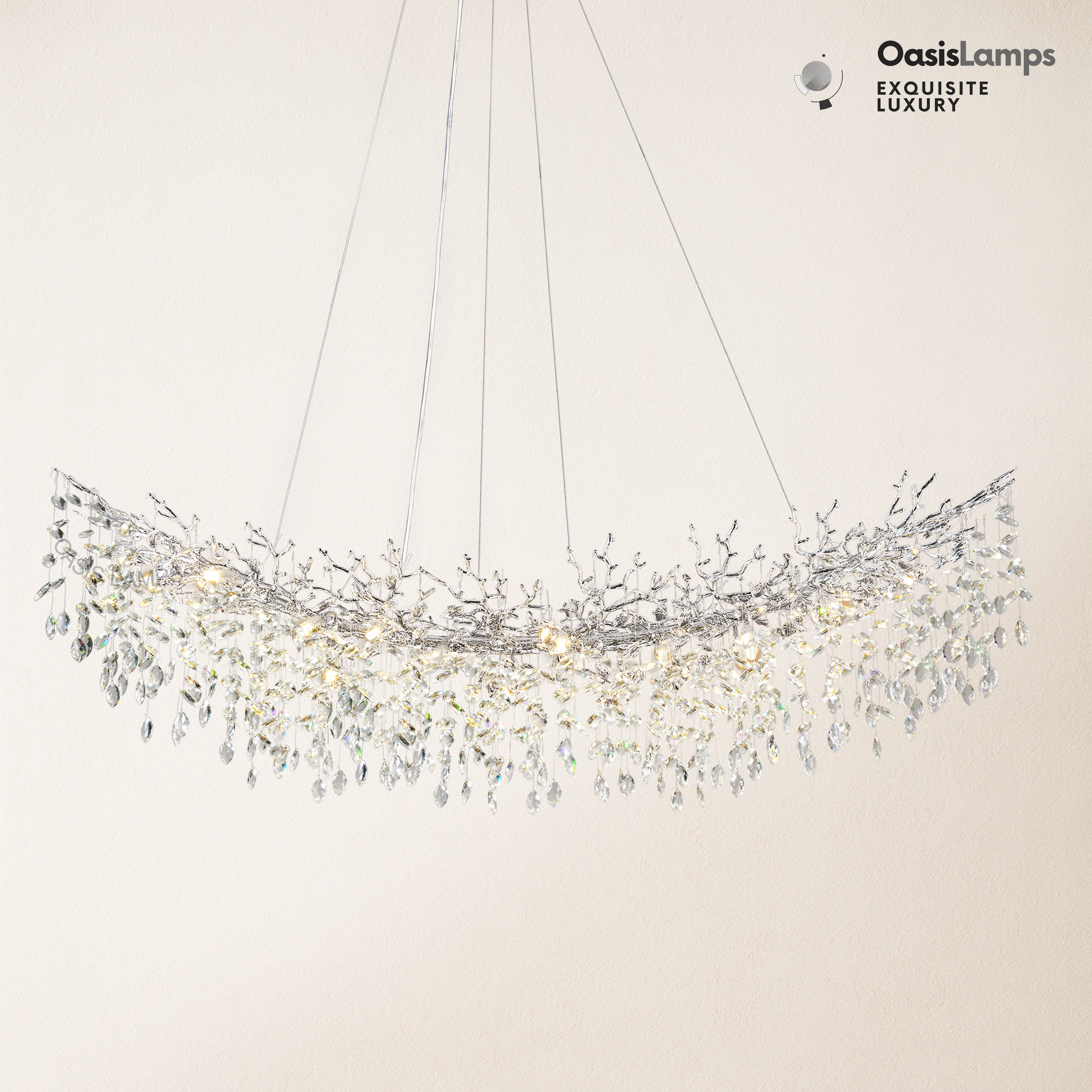 Frostleaf Cascade Tree Branch Linear Chandelier for All Rooms 55" 72"#Color_silver,Size_L-72inches