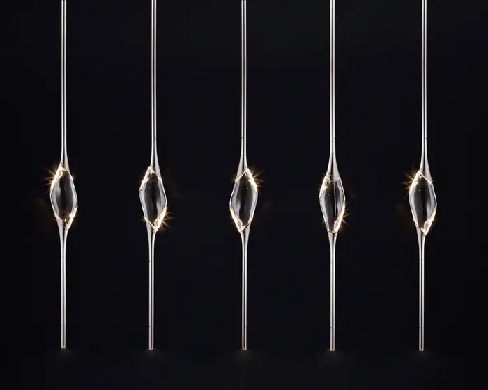 PEZZO 5-CRYSTAL Long Chandelier L51'' 59''