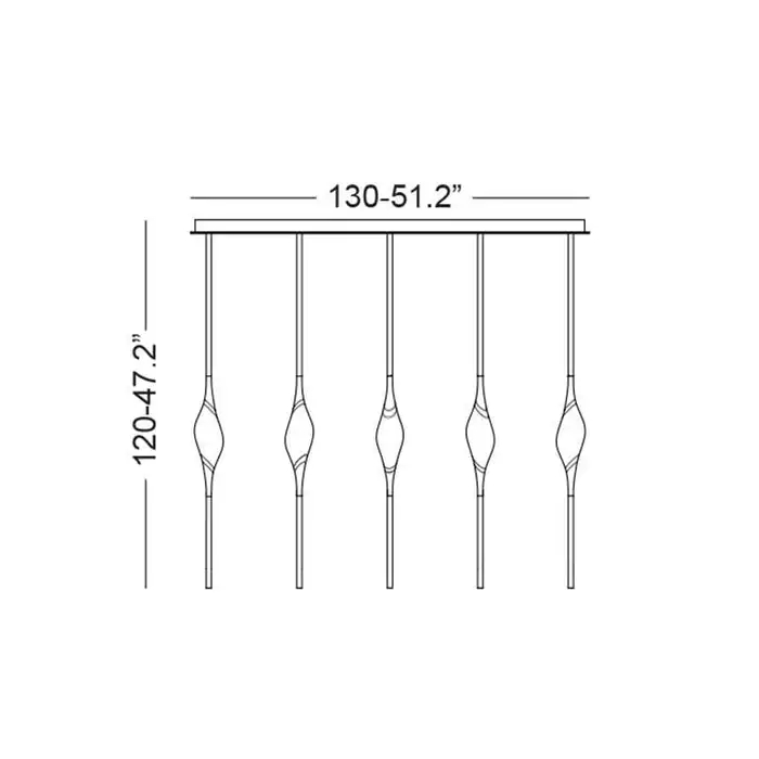 PEZZO 5-CRYSTAL Long Chandelier L51'' 59''