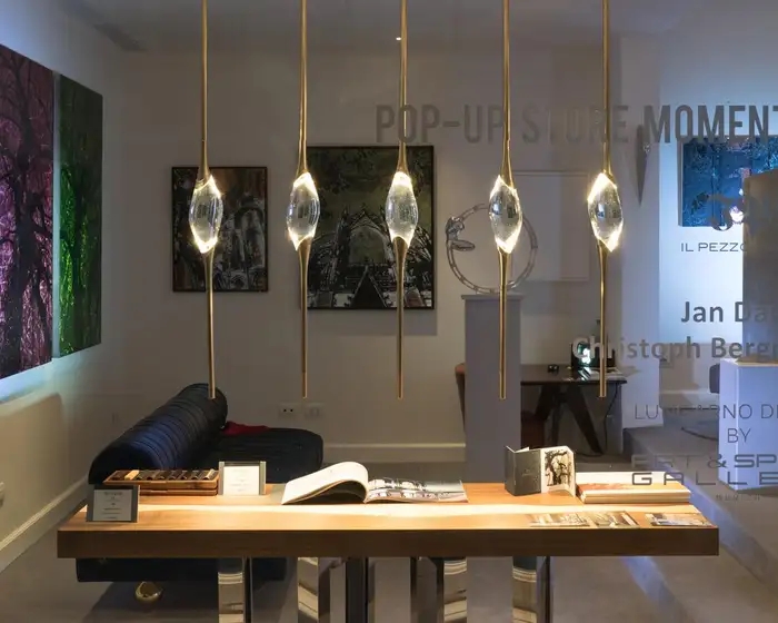 PEZZO 5-CRYSTAL Long Chandelier L51'' 59''