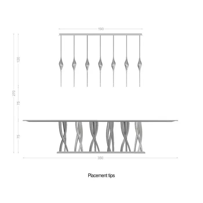 PEZZO 5-CRYSTAL Long Chandelier L51'' 59''